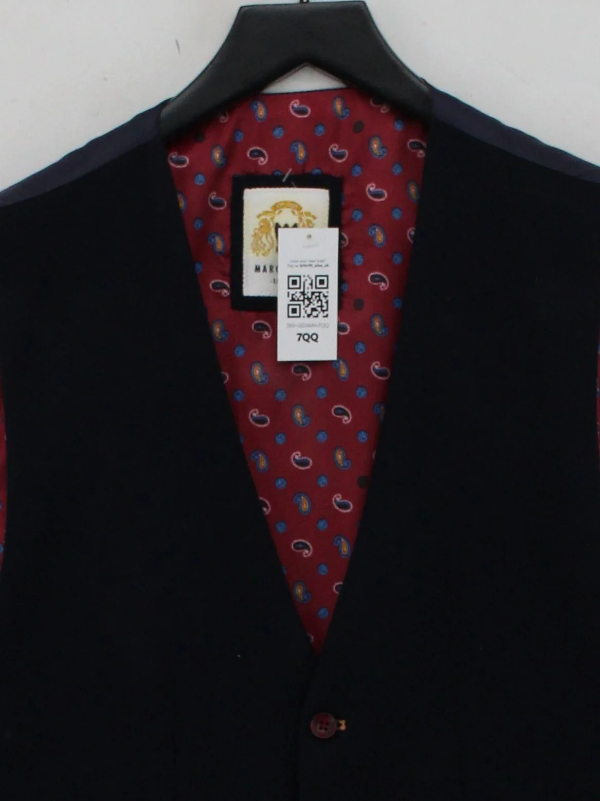 Marc Darcy Men's Coat Chest: 44 in Blue Paisley Polyester with Viscose Overcoat - Image 3