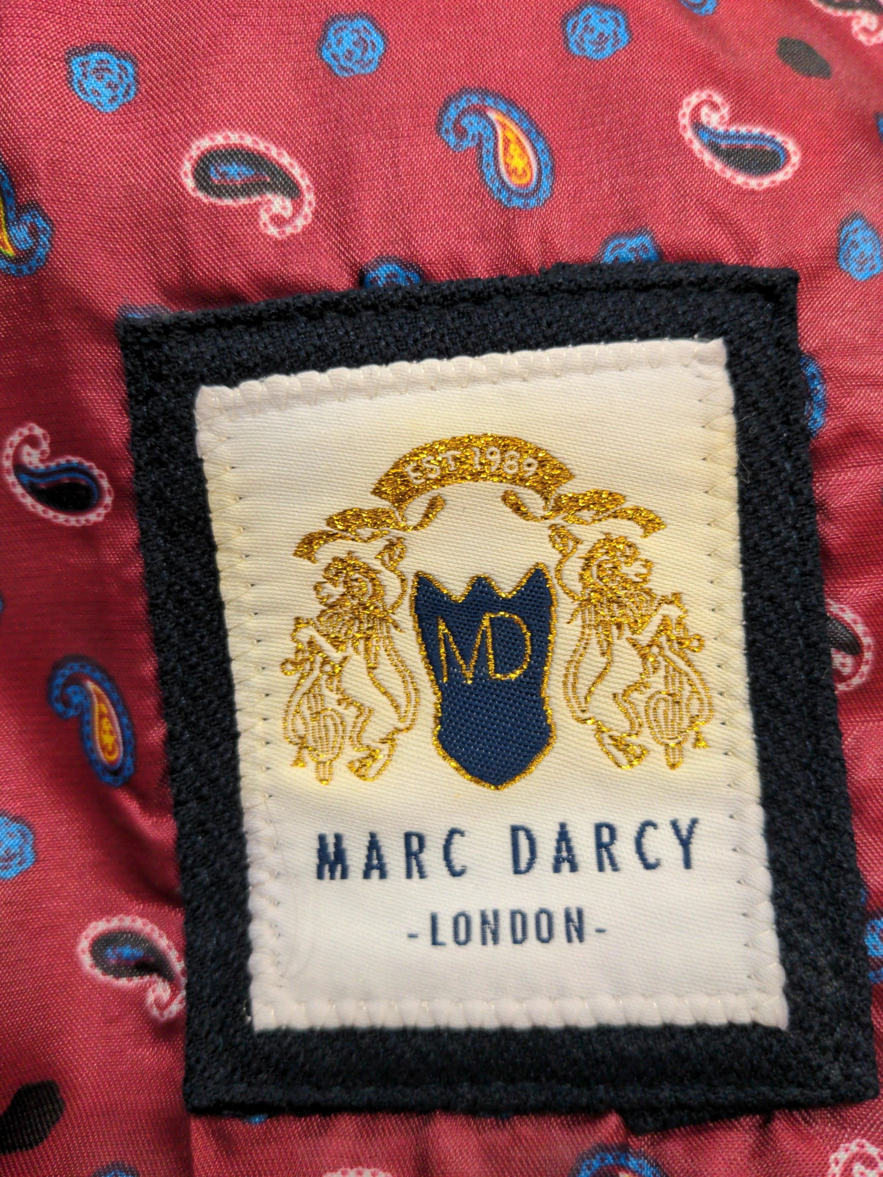 Marc Darcy Men's Coat Chest: 44 in Blue Paisley Polyester with Viscose Overcoat - Image 5