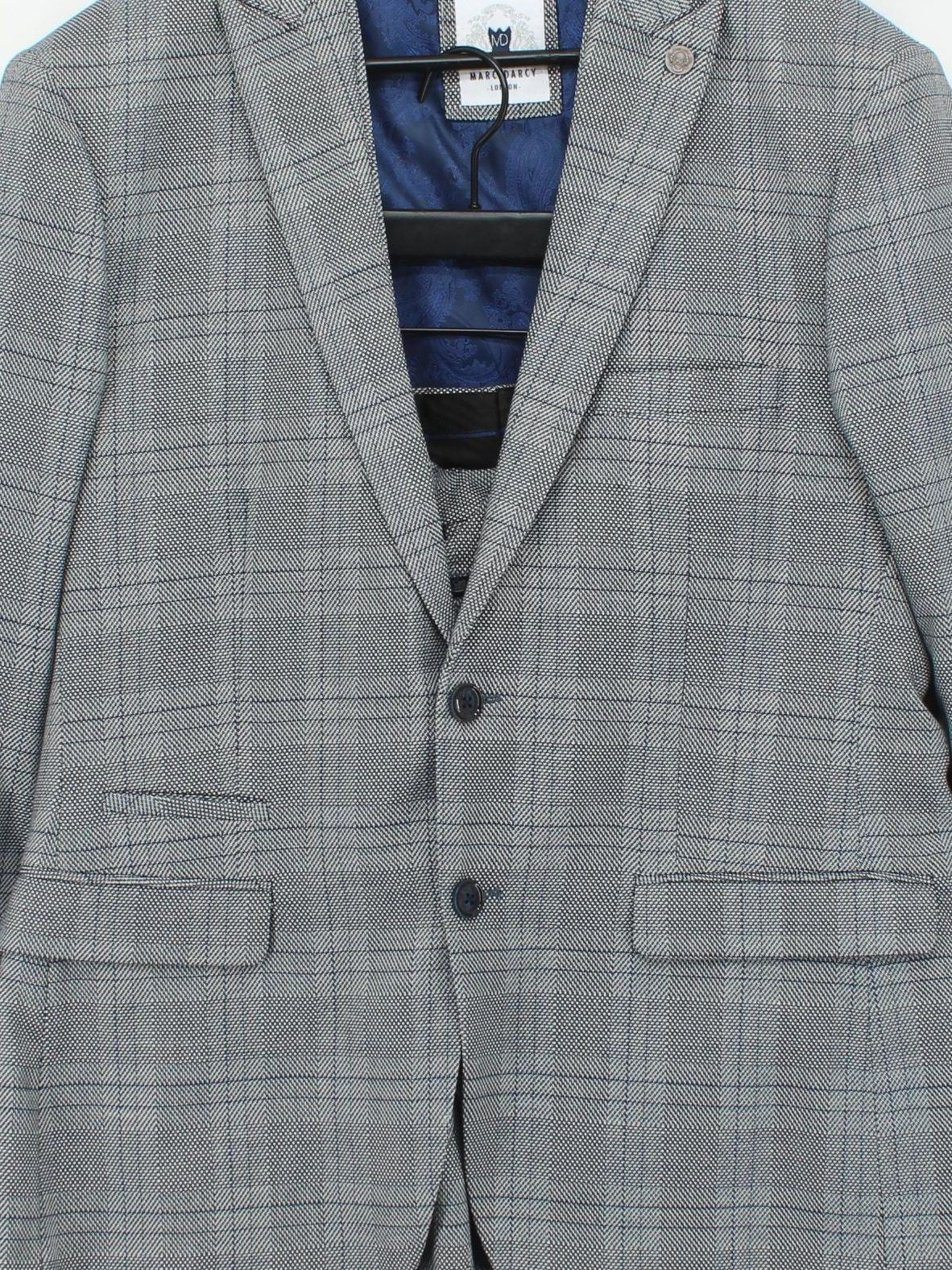 Marc Darcy Men's Two Piece Suit Chest: 44 in Grey Polyester - Image 3