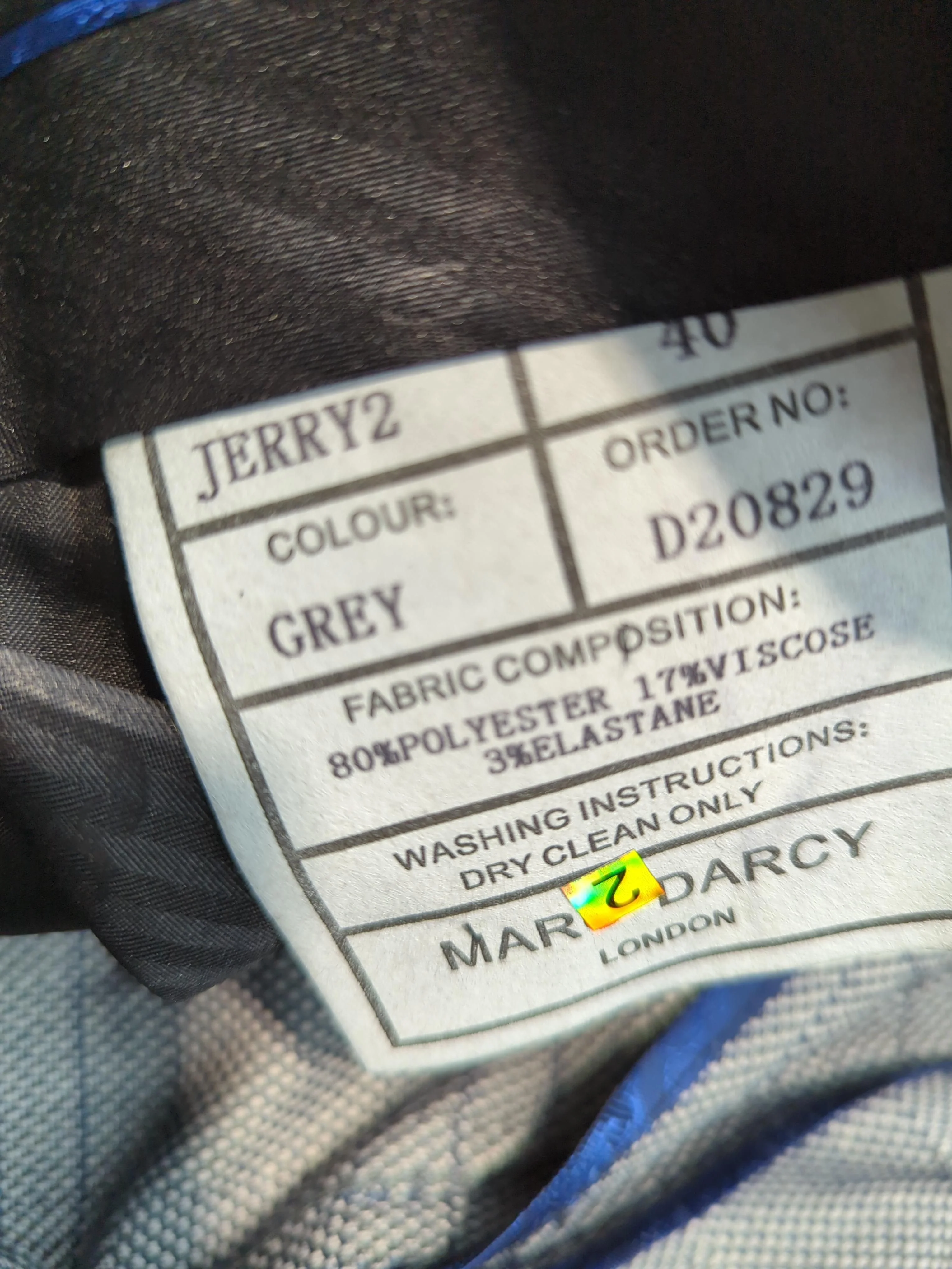 Marc Darcy Men's Two Piece Suit Chest: 44 in Grey Polyester - Image 7