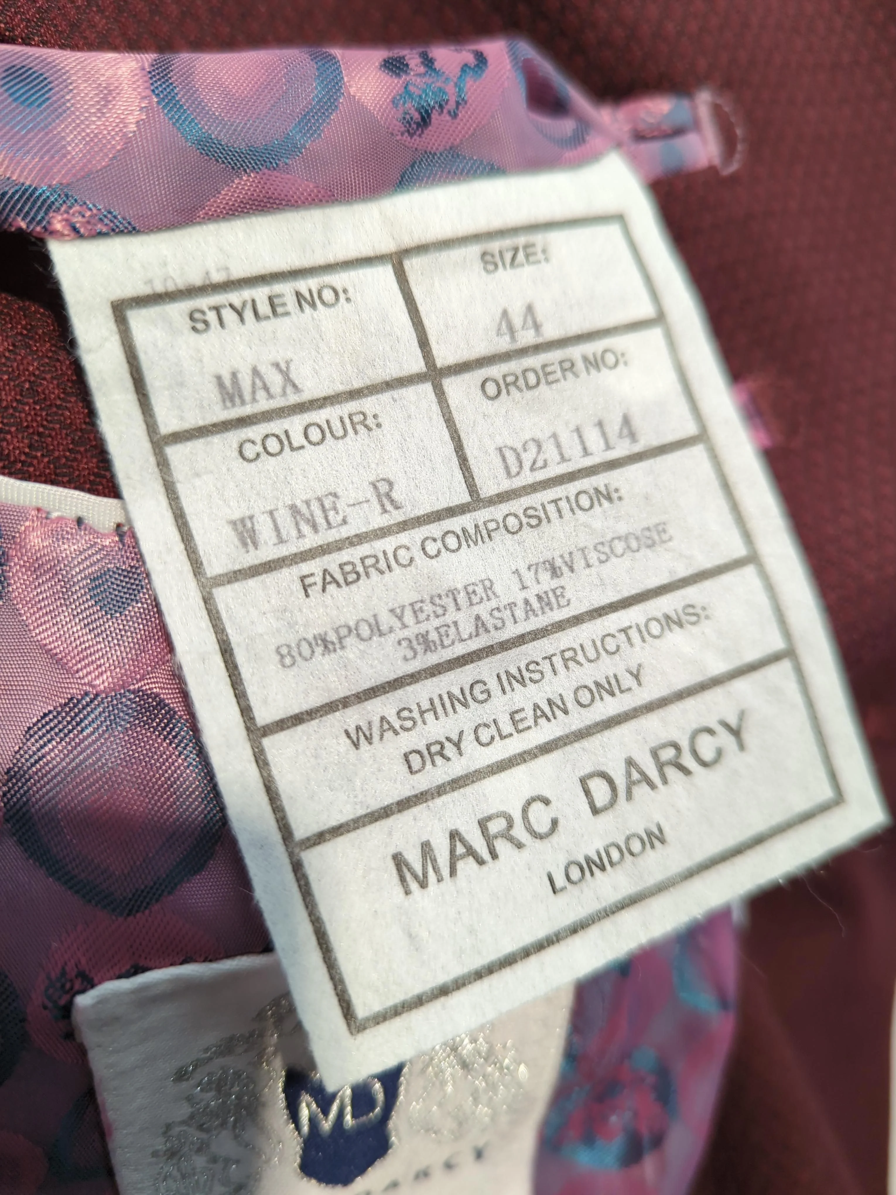 Marc Darcy Men's Two Piece Suit Chest: 44 in Red Polyester - Image 8