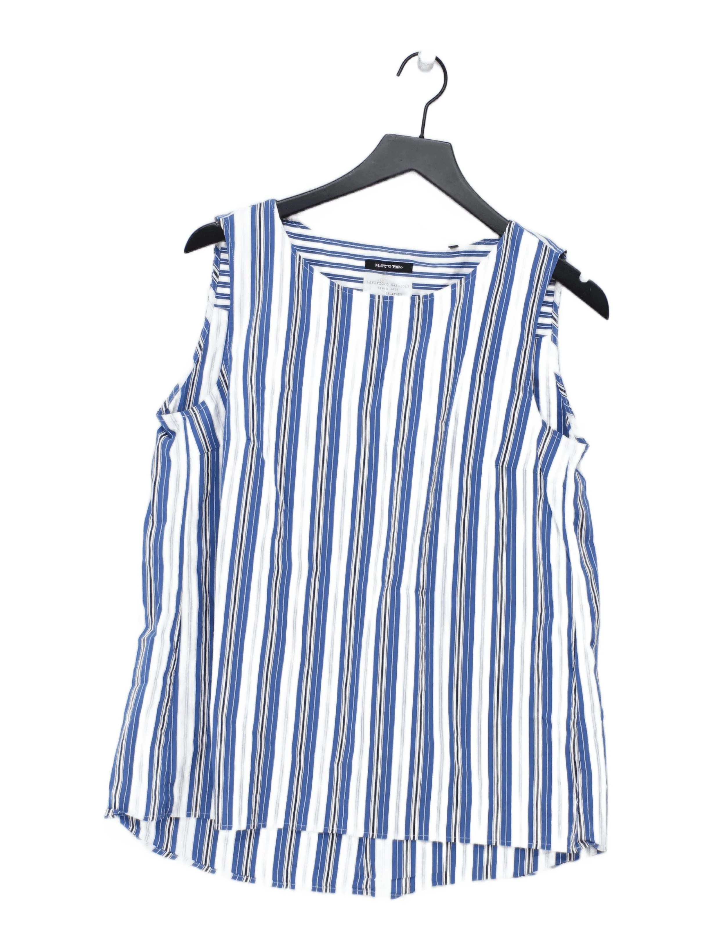 Marc O'Polo Women's Top UK 12 Blue Cotton with Polyamide, Elastane Basic