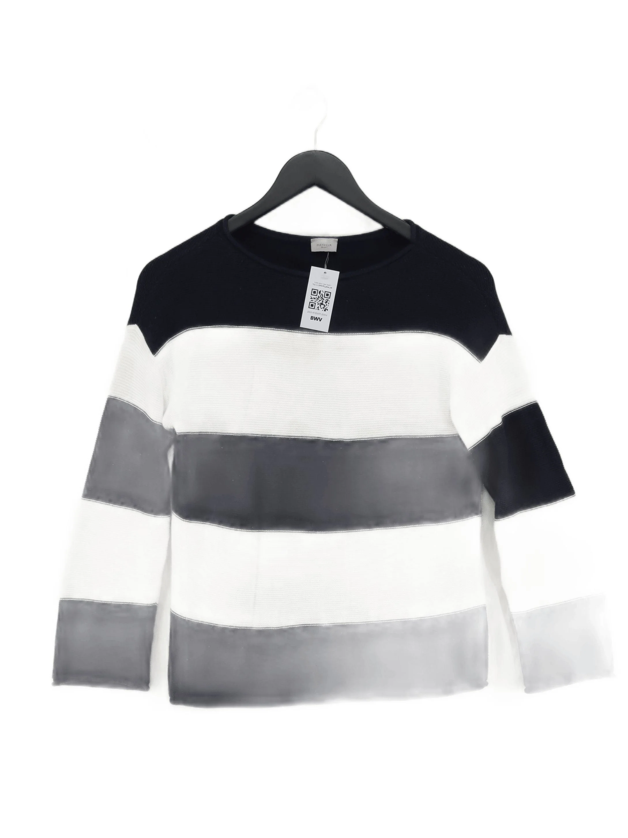 Marella Men's Jumper S Blue Striped 100% Wool Round Neck Pullover