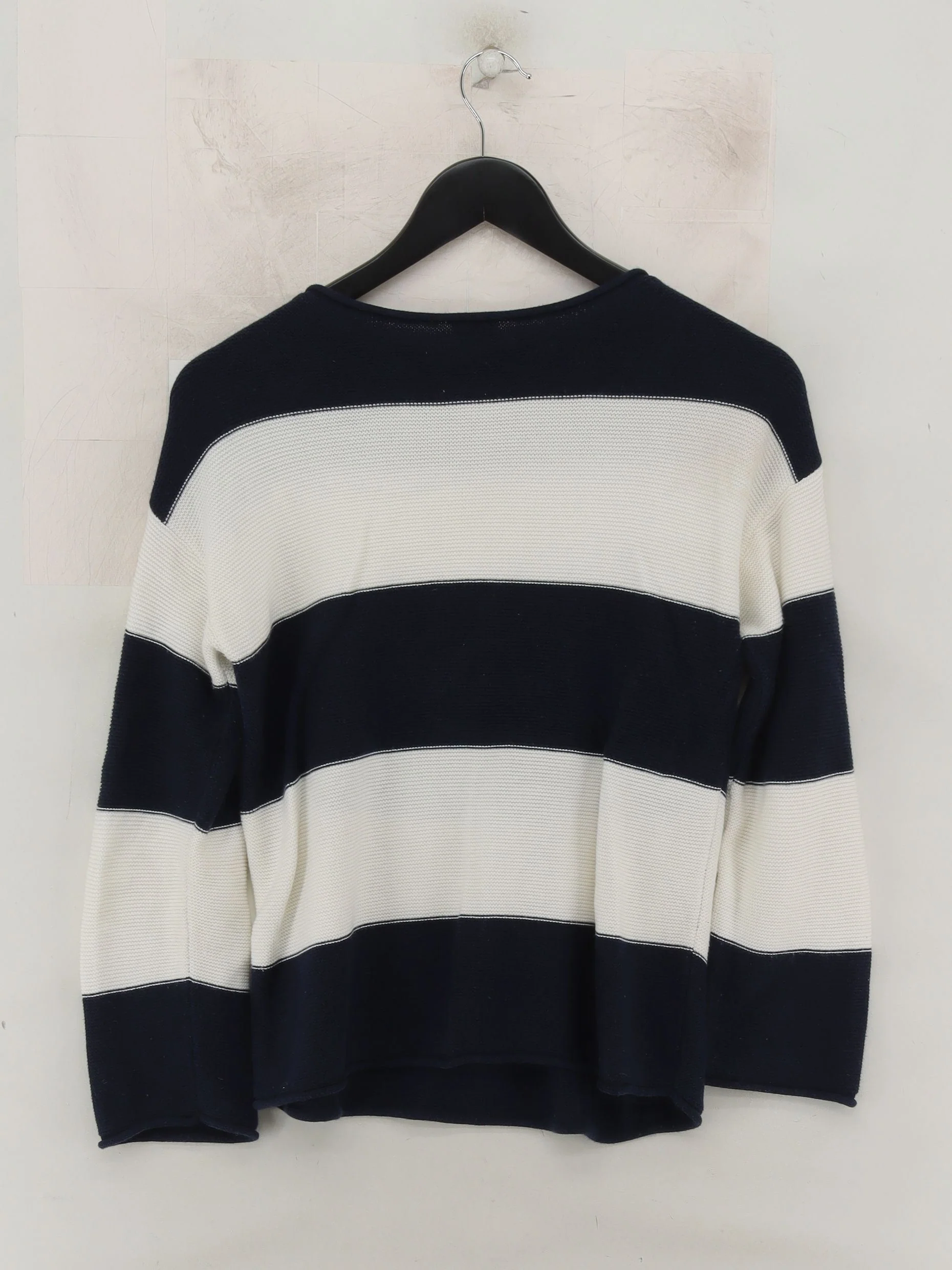 Marella Men's Jumper S Blue Striped 100% Wool Round Neck Pullover - Image 2