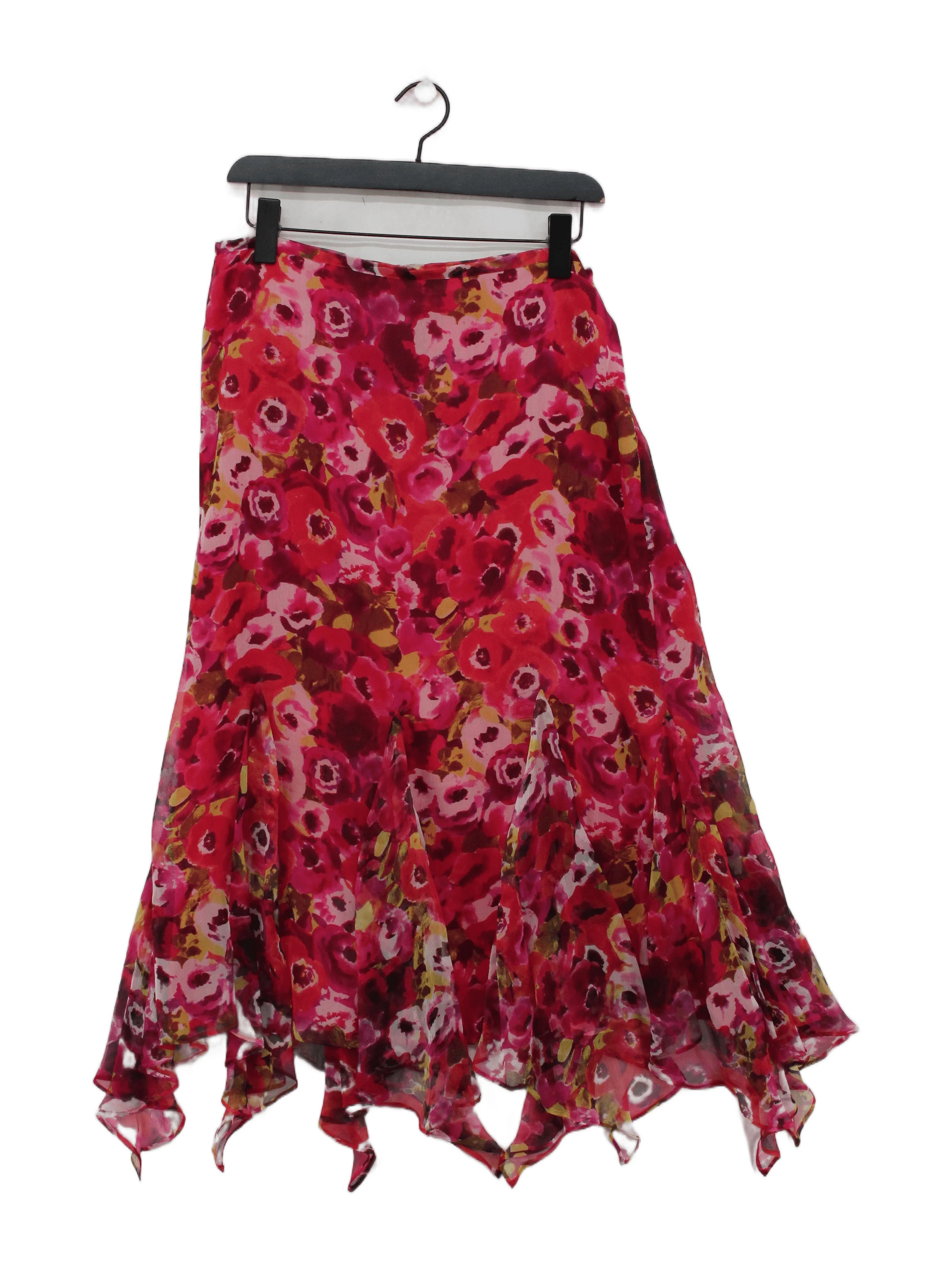 Marella Women's Midi Skirt UK 12 Multi Floral Silk with Polyester Midi A-Line