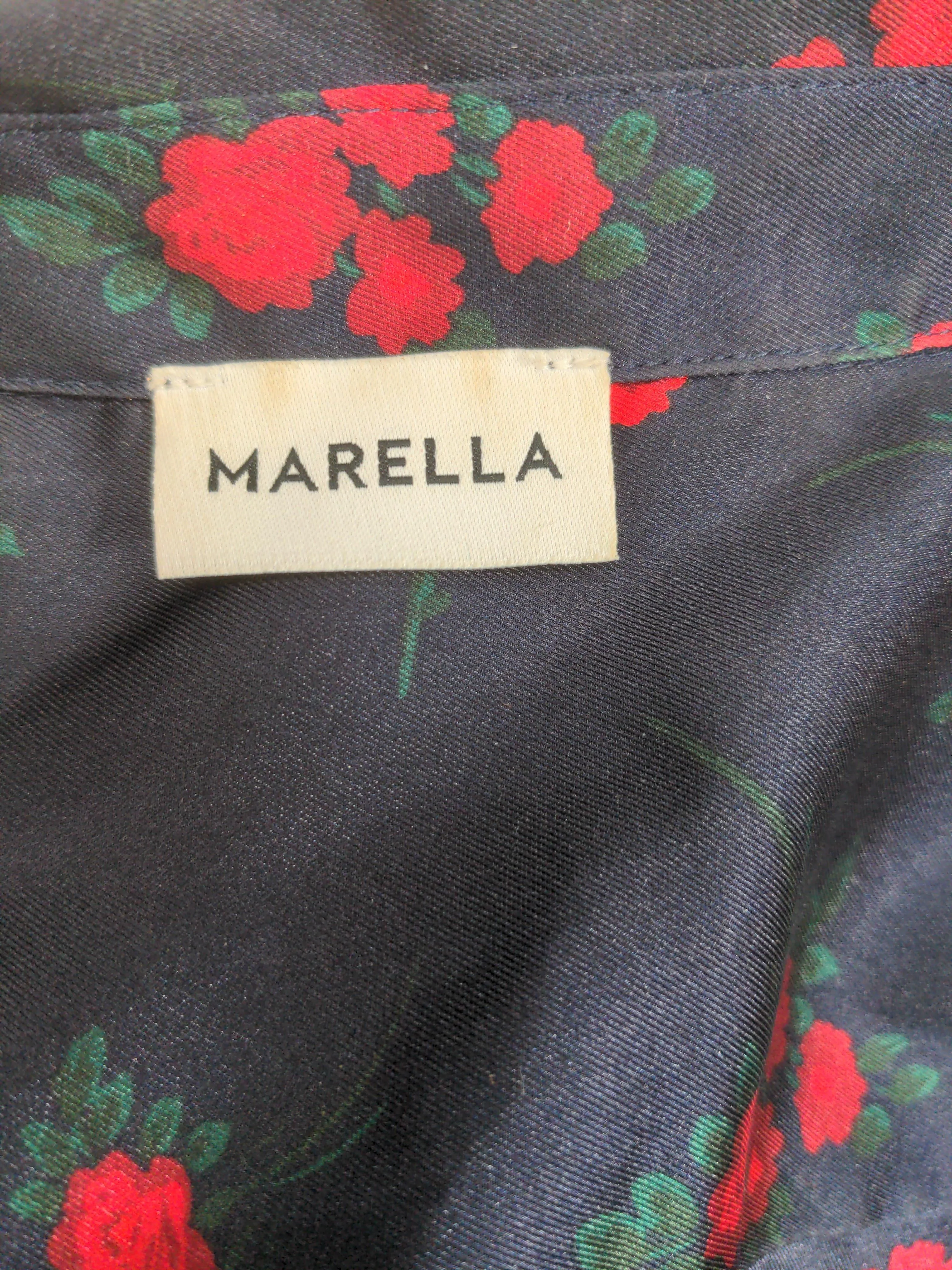 Marella Women's Shirt M Blue Floral 100% Other Long Sleeve Collared Basic - Image 5