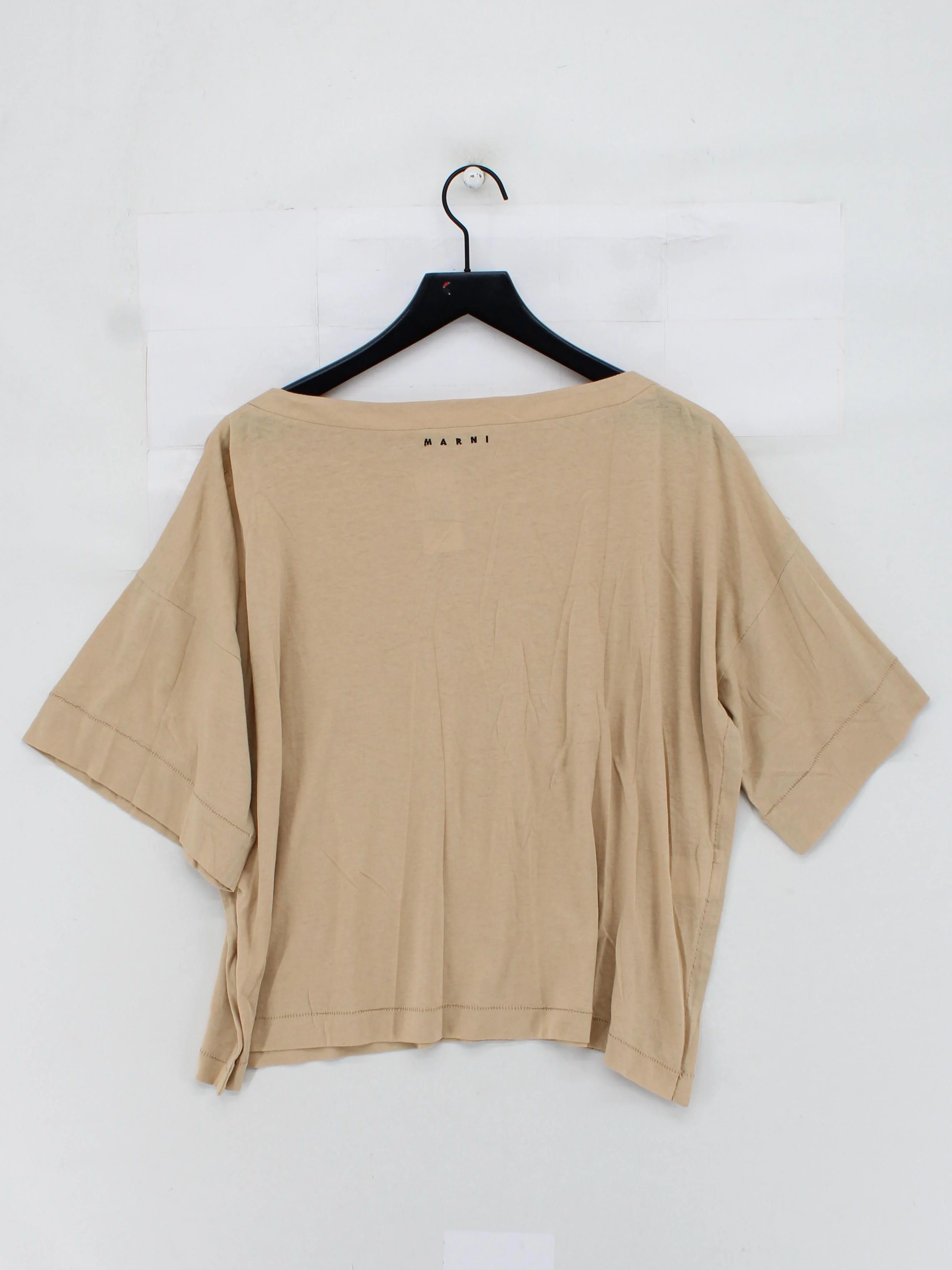 Marni Women's T-Shirt M Cream 100% Cotton Short Sleeve Round Neck Basic - Image 2
