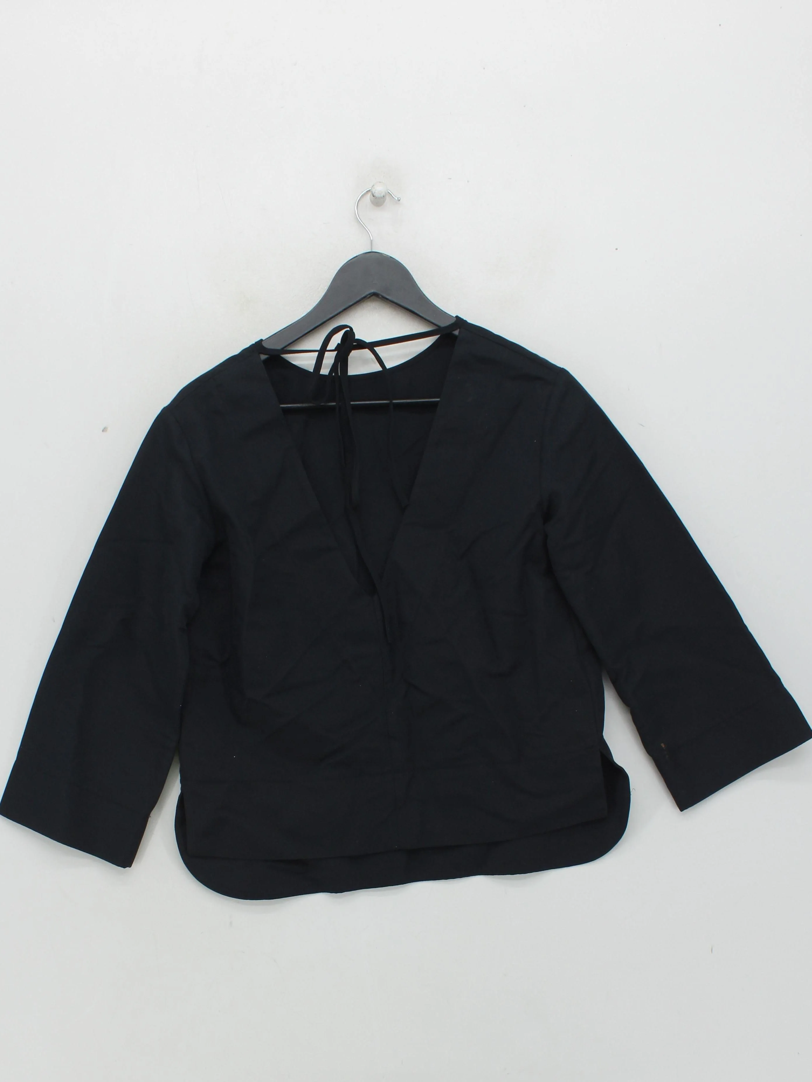 Marni Women's Top UK 10 Black 100% Cotton 3/4 Sleeve V-Neck Basic - Image 2