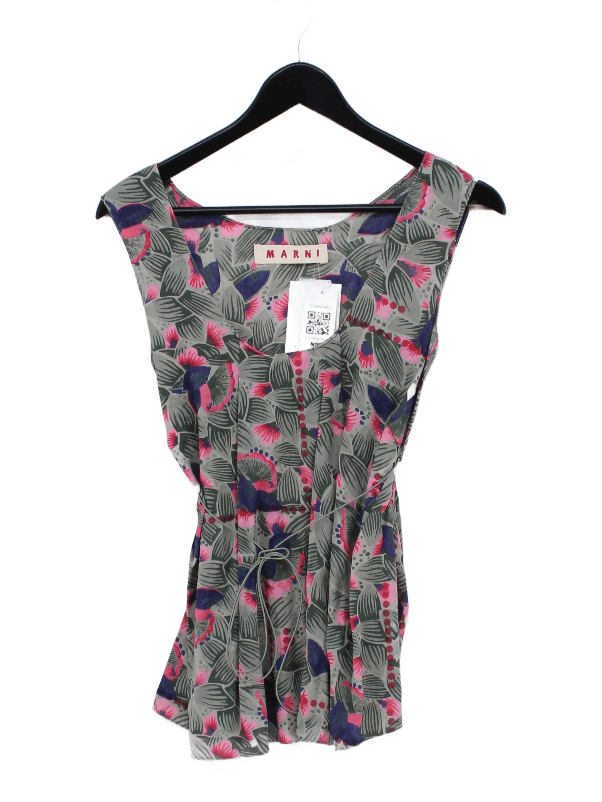 Marni Women's Top UK 10 Multi Floral 100% Cotton Sleeveless Round Neck Basic