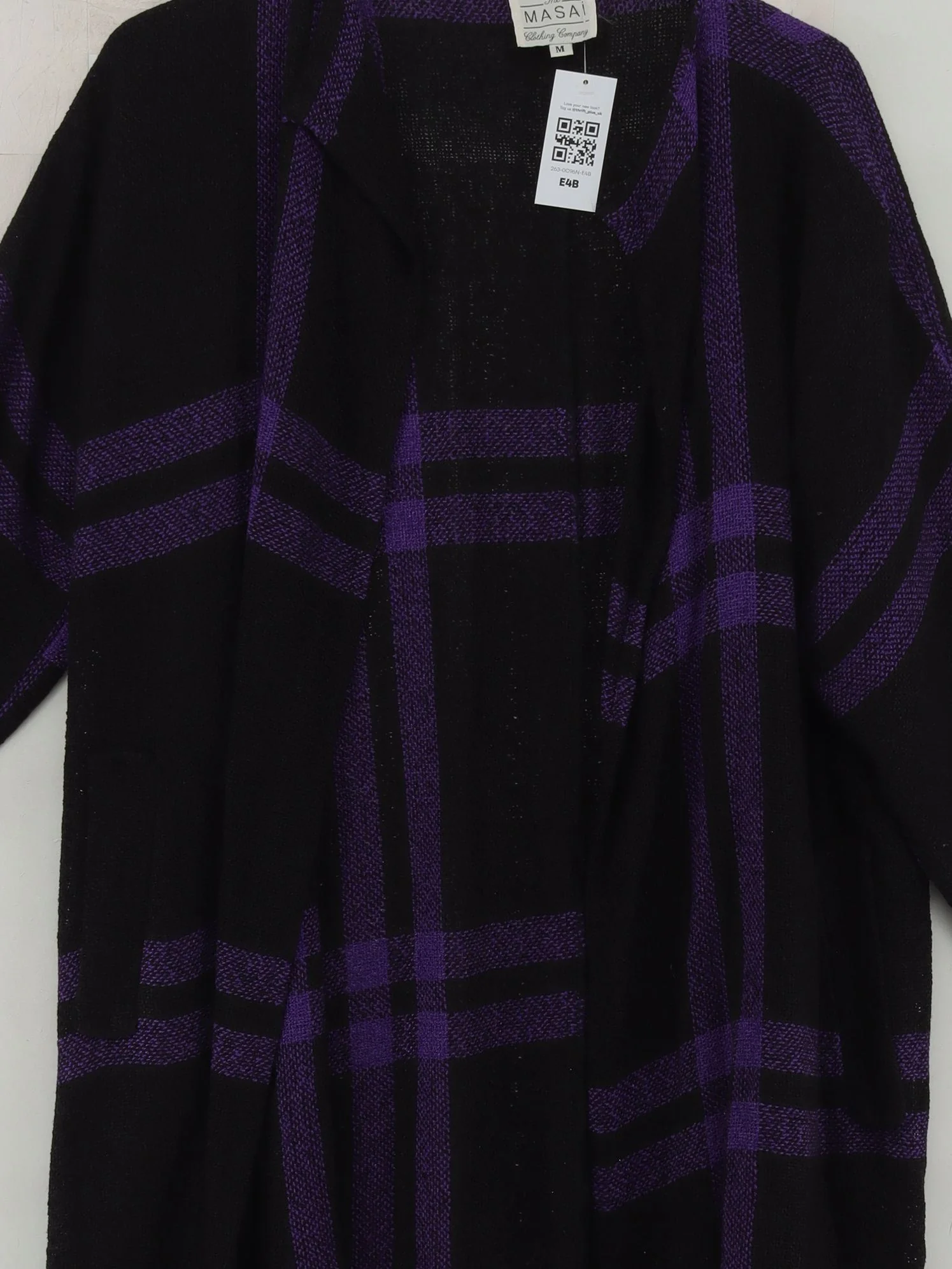 Masai Women's Cardigan M Multi Checkered Cotton with Viscose V-Neck Cardigan - Image 3