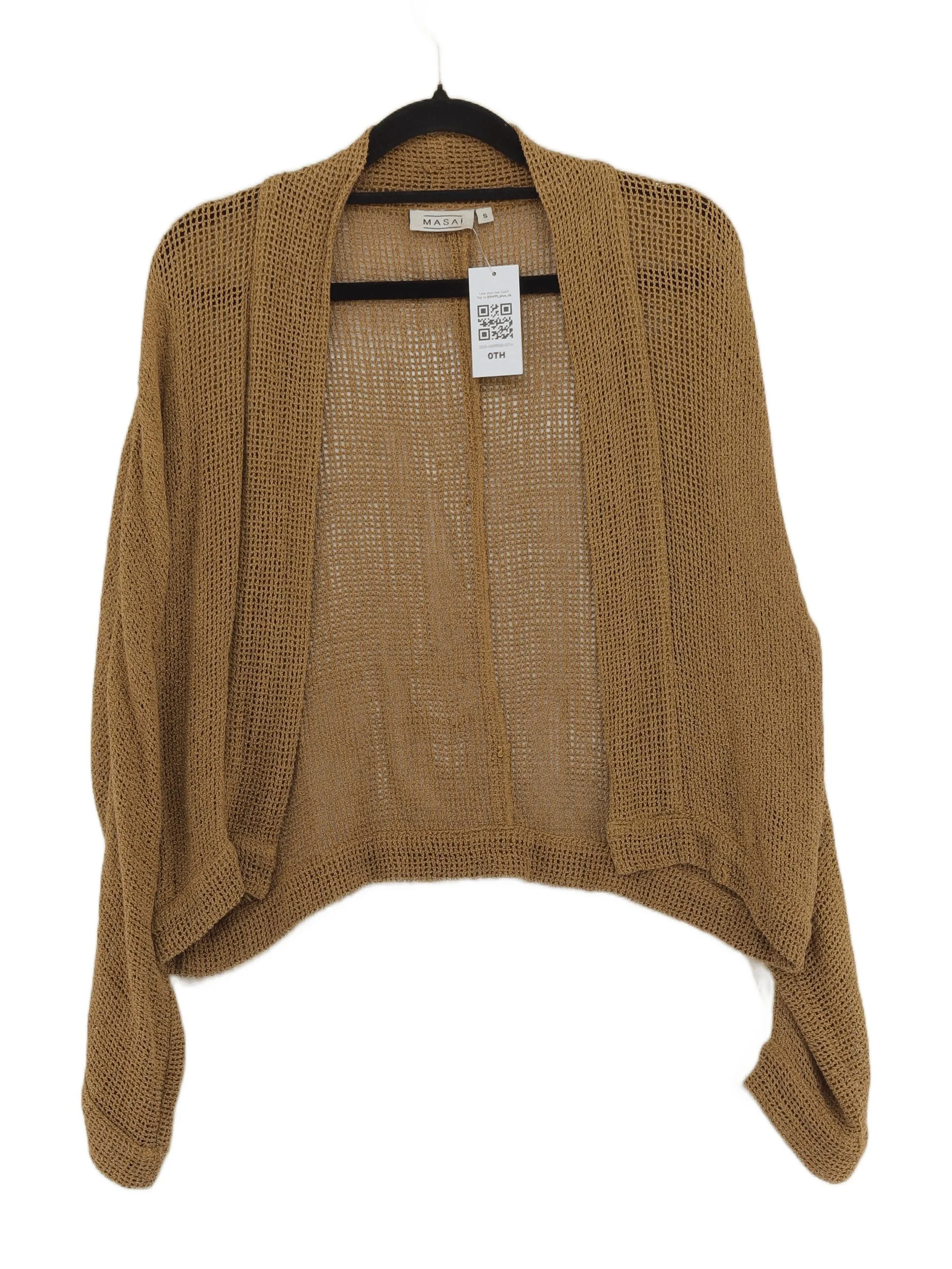 Masai Women's Cardigan S Tan Viscose with Cotton V-Neck Cardigan