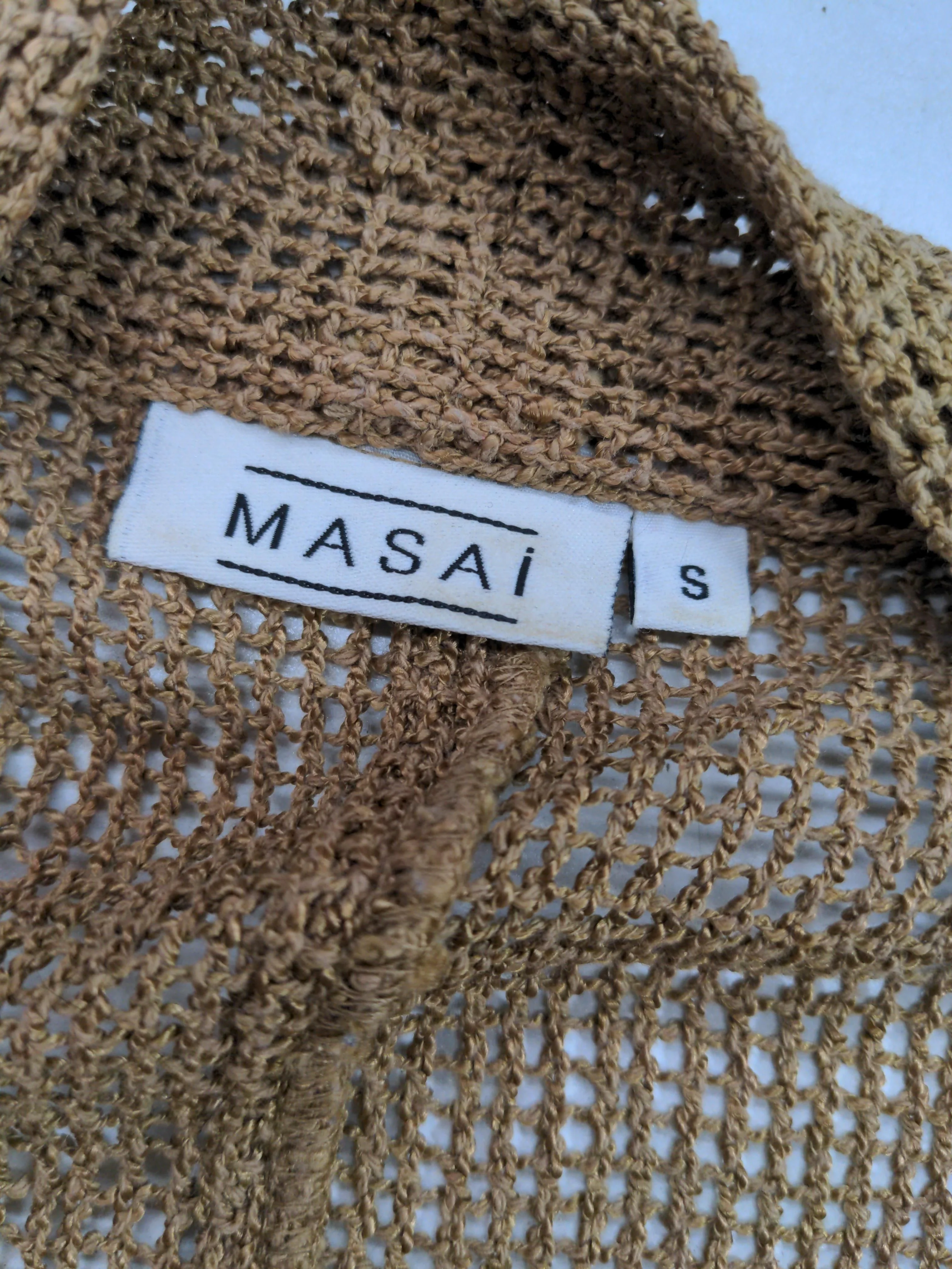 Masai Women's Cardigan S Tan Viscose with Cotton V-Neck Cardigan - Image 5