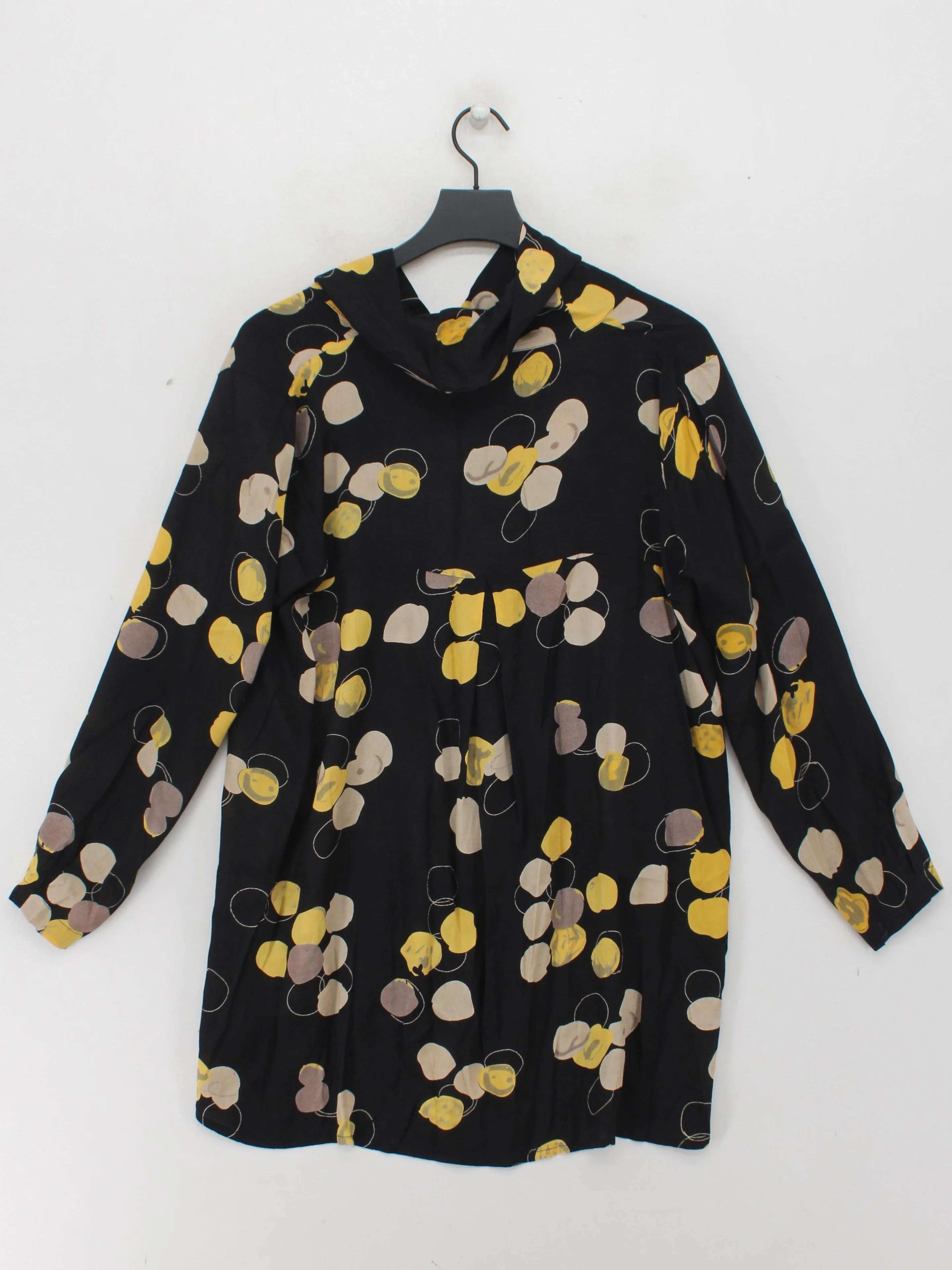 Masai Women's Top S Black Floral 100% Viscose Long Sleeve Round Neck Tunic - Image 2