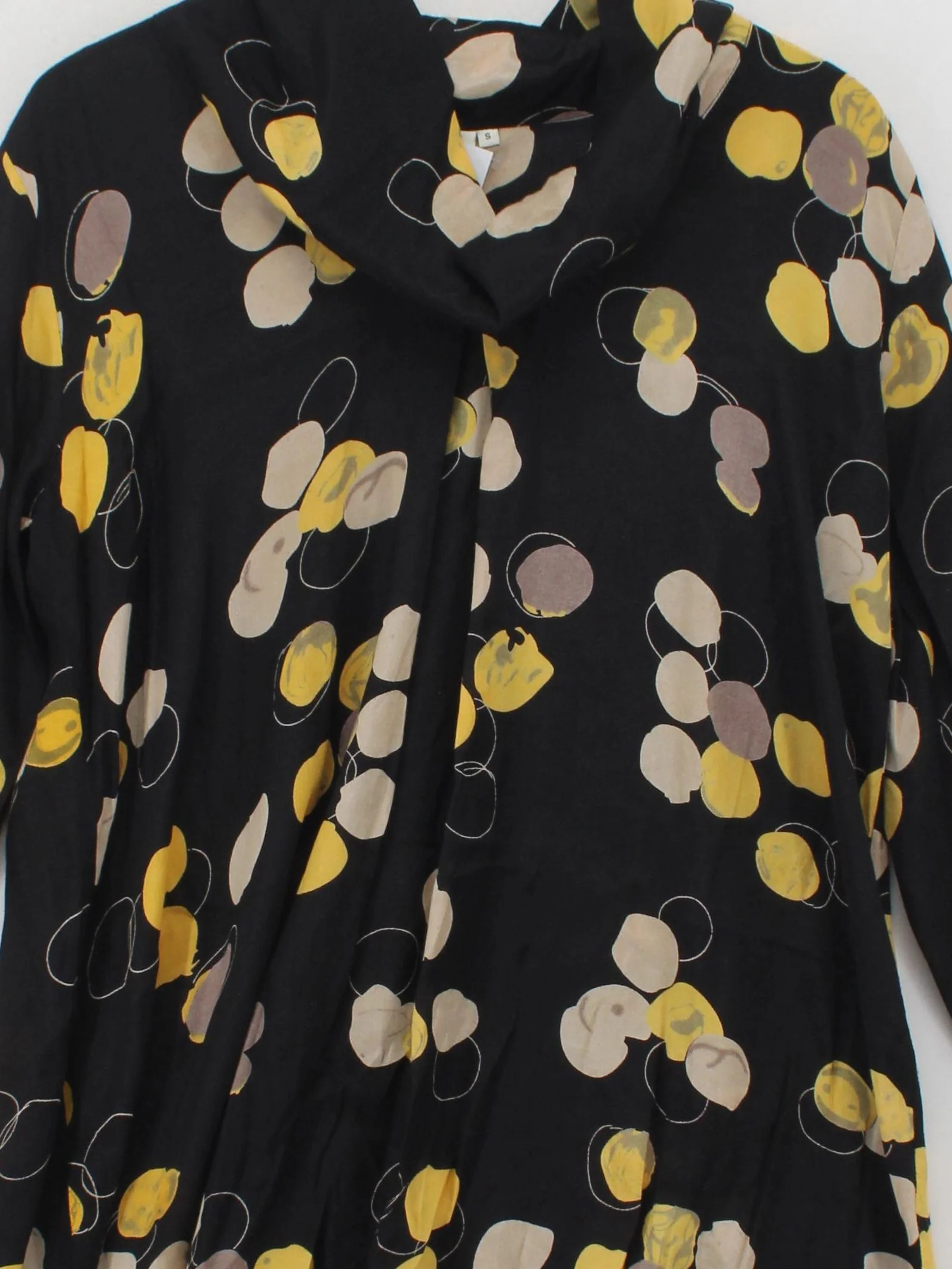 Masai Women's Top S Black Floral 100% Viscose Long Sleeve Round Neck Tunic - Image 3