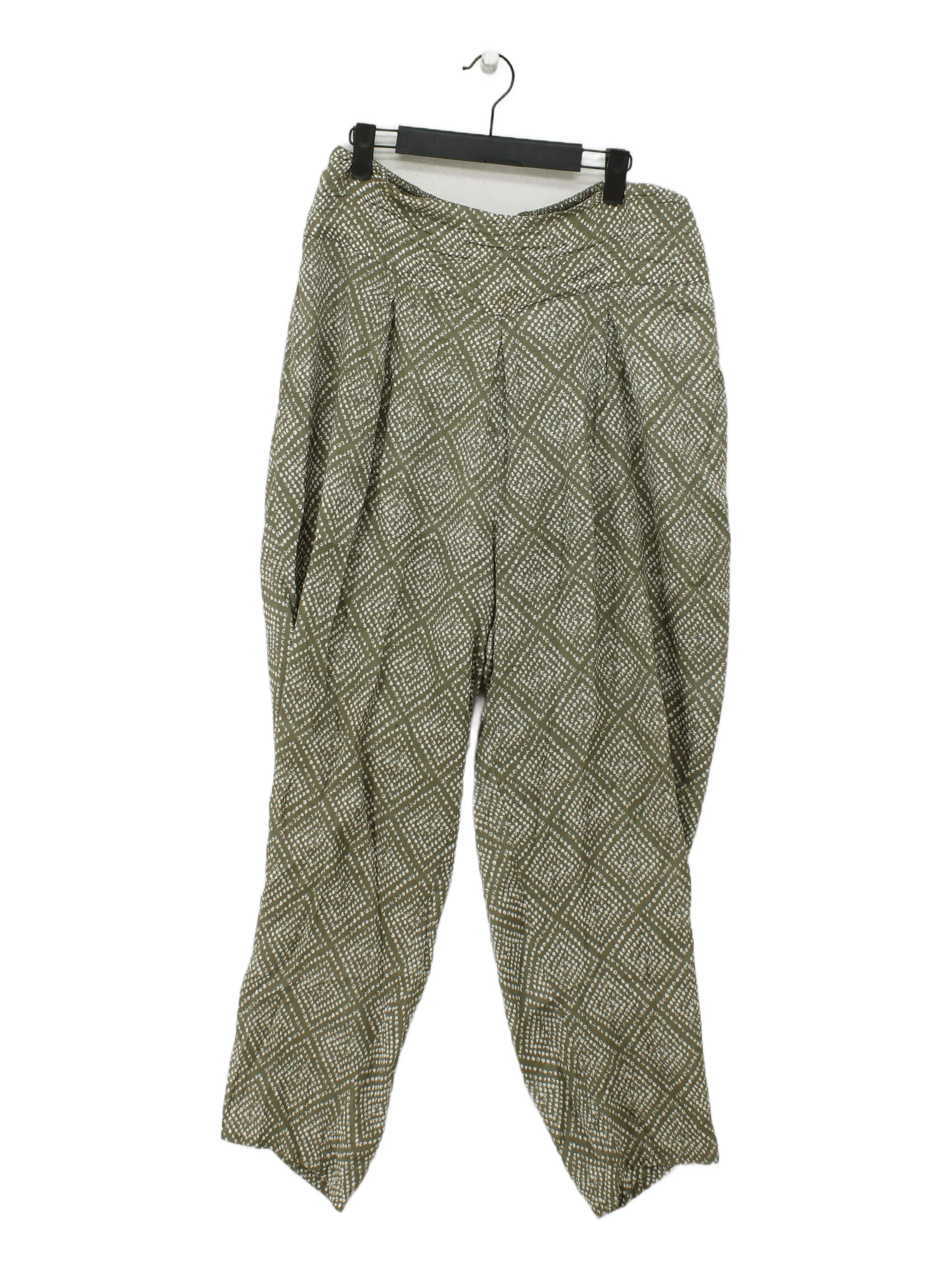 Masai Women's Trousers M Green Geometric 100% Viscose Wide-Leg Sweatpants