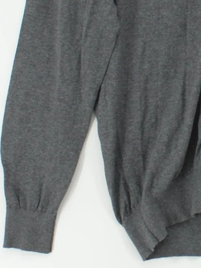 Massimo Dutti Men's Cardigan M Grey Cotton with Silk, Cashmere V-Neck Cardigan - Image 4