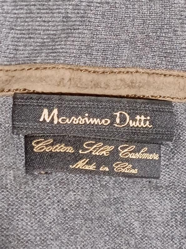 Massimo Dutti Men's Cardigan M Grey Cotton with Silk, Cashmere V-Neck Cardigan - Image 5