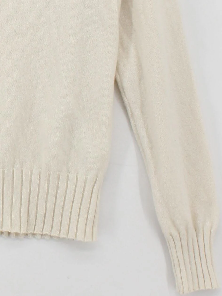Massimo Dutti Men's Jumper M Cream Wool with Polyamide Round Neck Pullover - Image 4