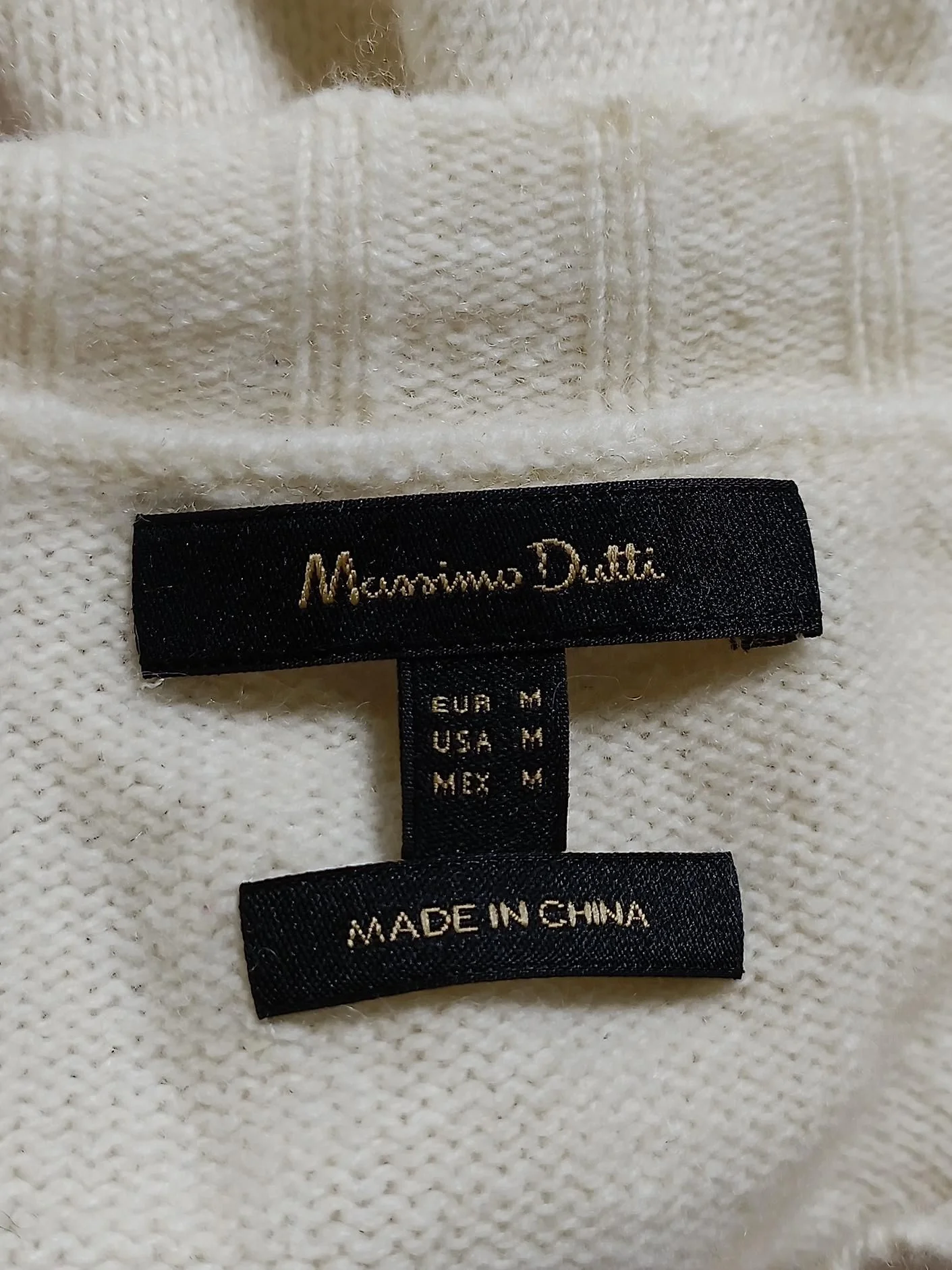 Massimo Dutti Men's Jumper M Cream Wool with Polyamide Round Neck Pullover - Image 6