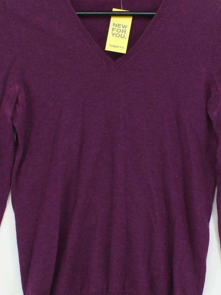Massimo Dutti Men's Jumper M Purple 100% Other V-Neck Pullover - Image 3
