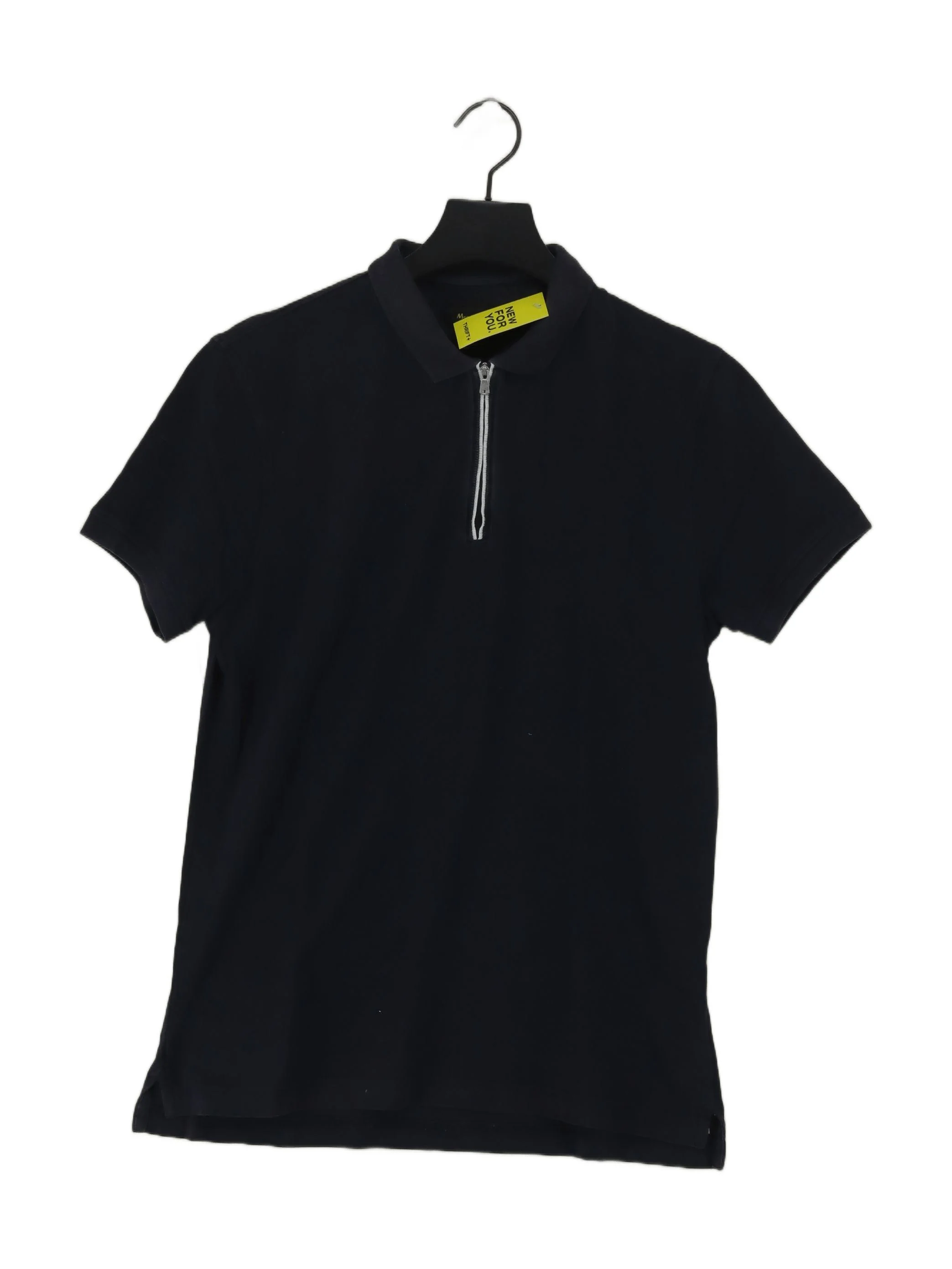 Massimo Dutti Men's Polo M Blue 100% Cotton Basic