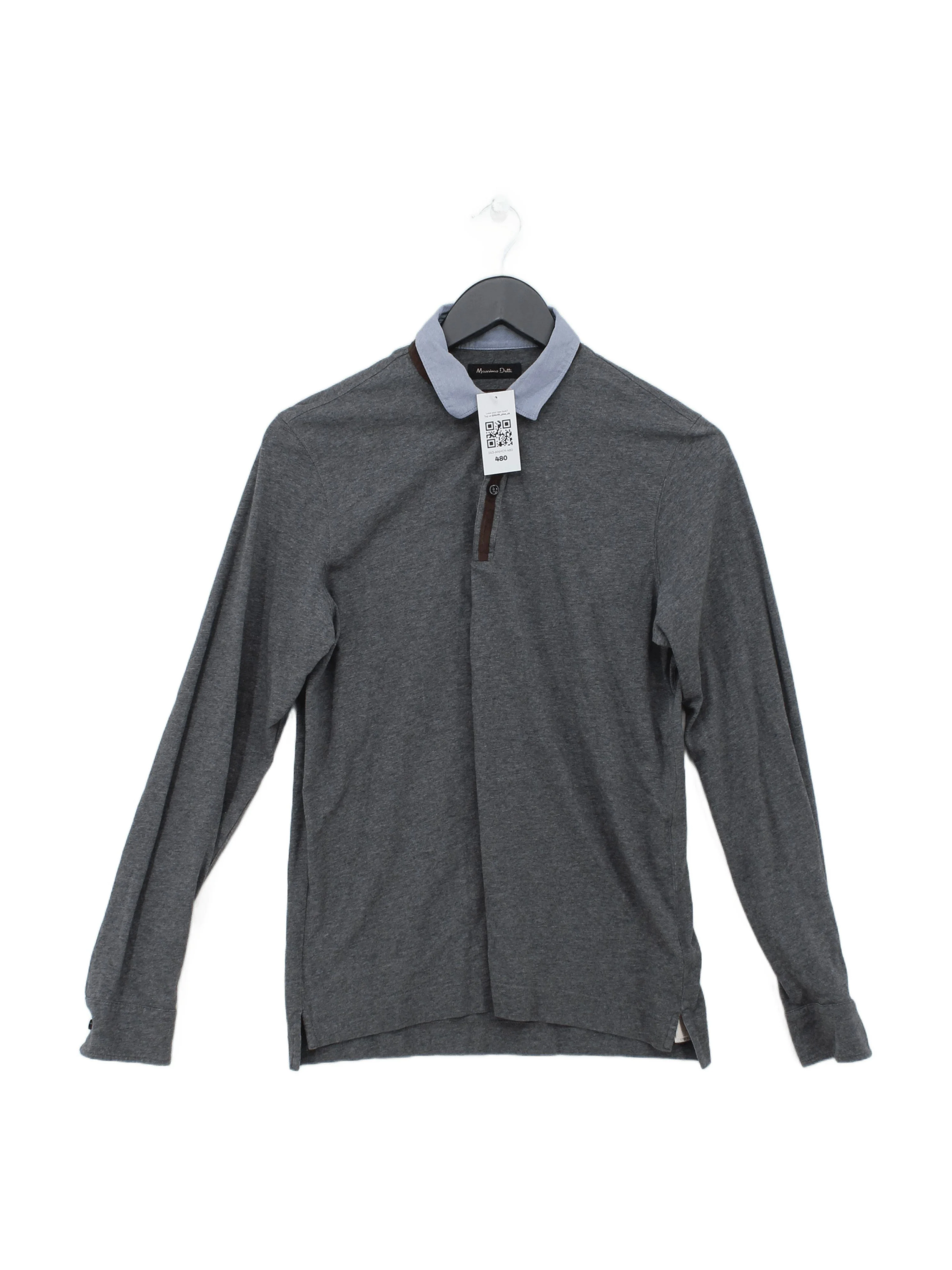 Massimo Dutti Men's Polo S Grey 100% Cotton Basic