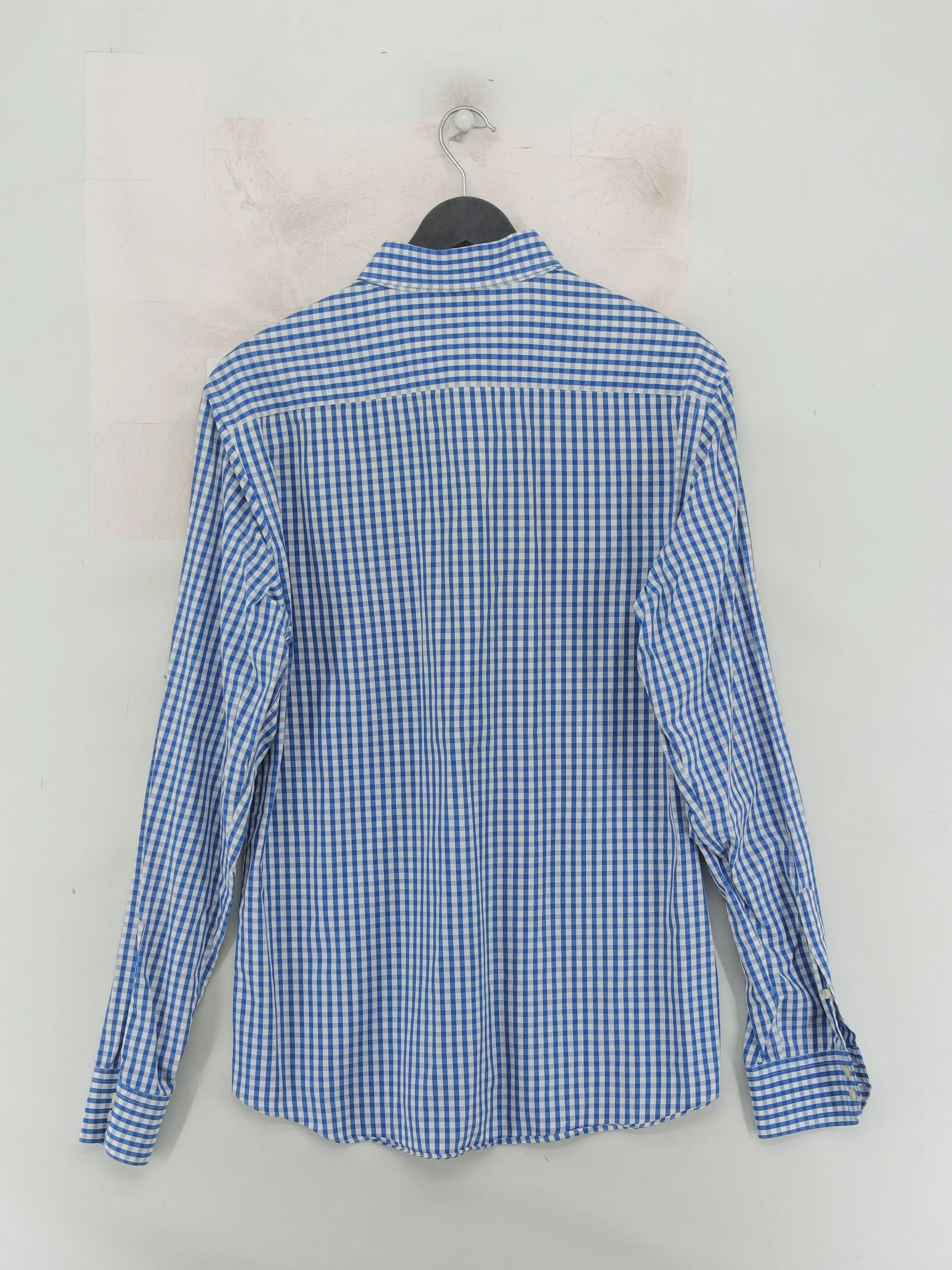 Massimo Dutti Men's Shirt L Blue Checkered 100% Cotton Basic - Image 2