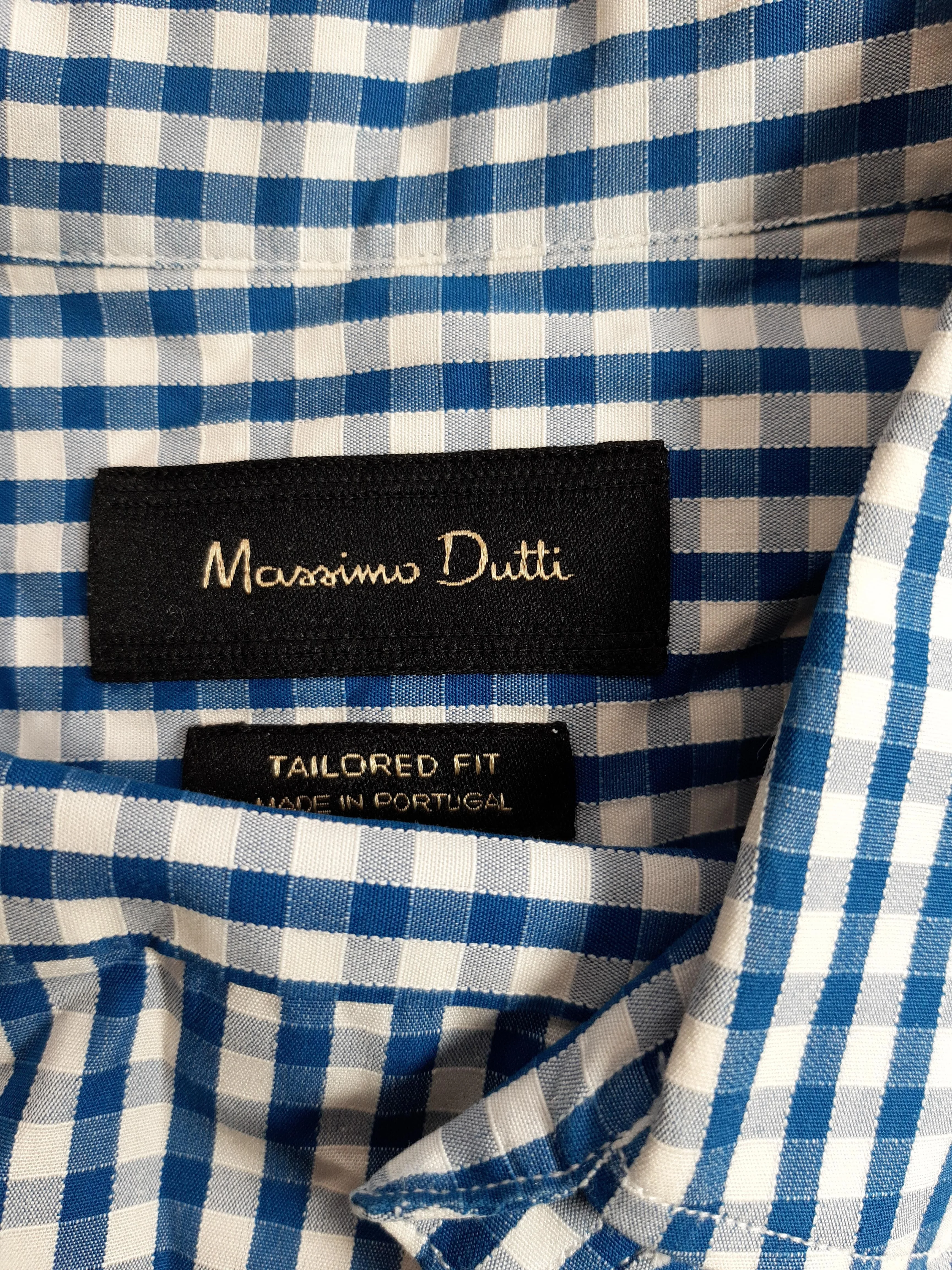 Massimo Dutti Men's Shirt L Blue Checkered 100% Cotton Basic - Image 5