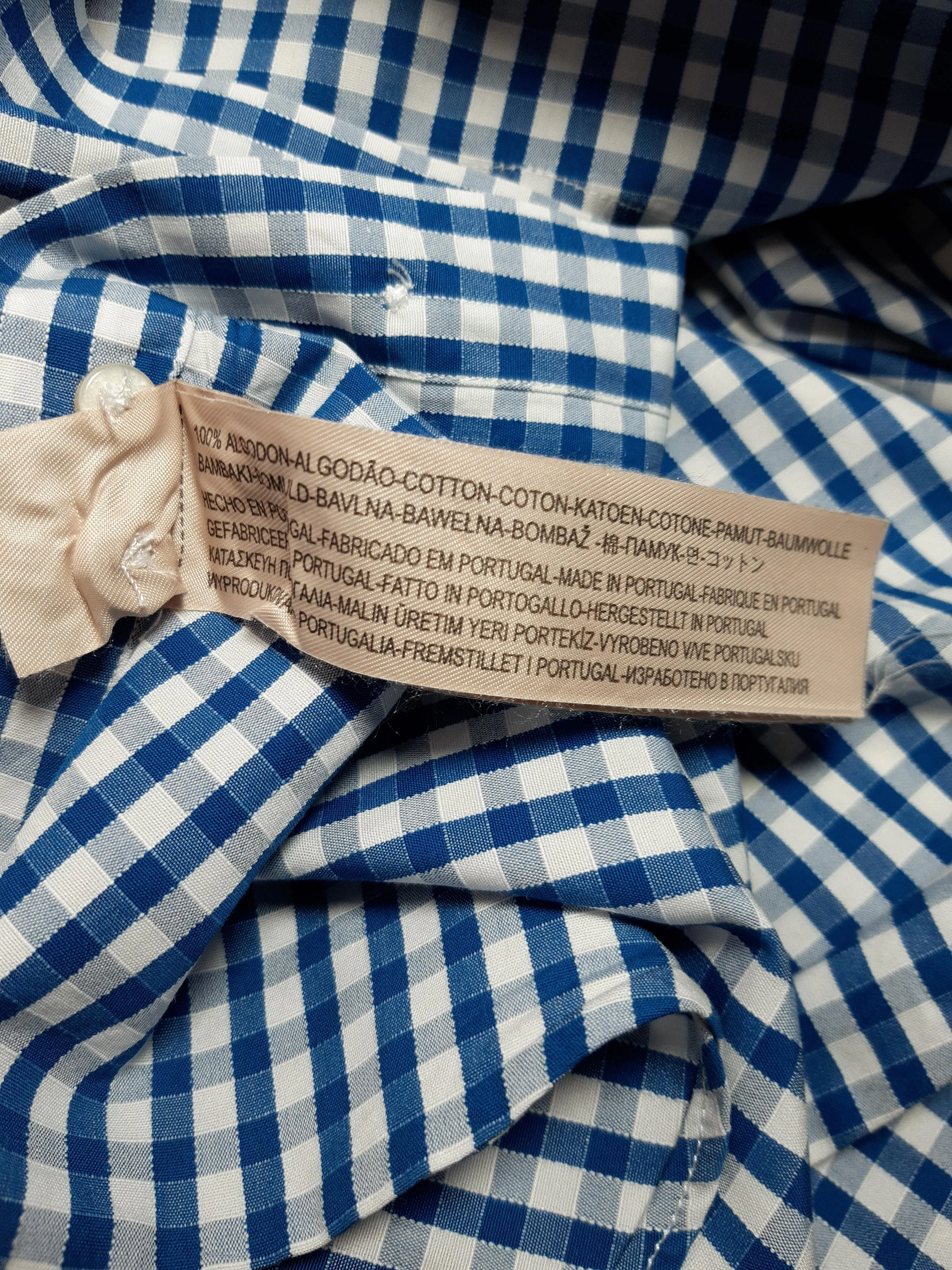 Massimo Dutti Men's Shirt L Blue Checkered 100% Cotton Basic - Image 6
