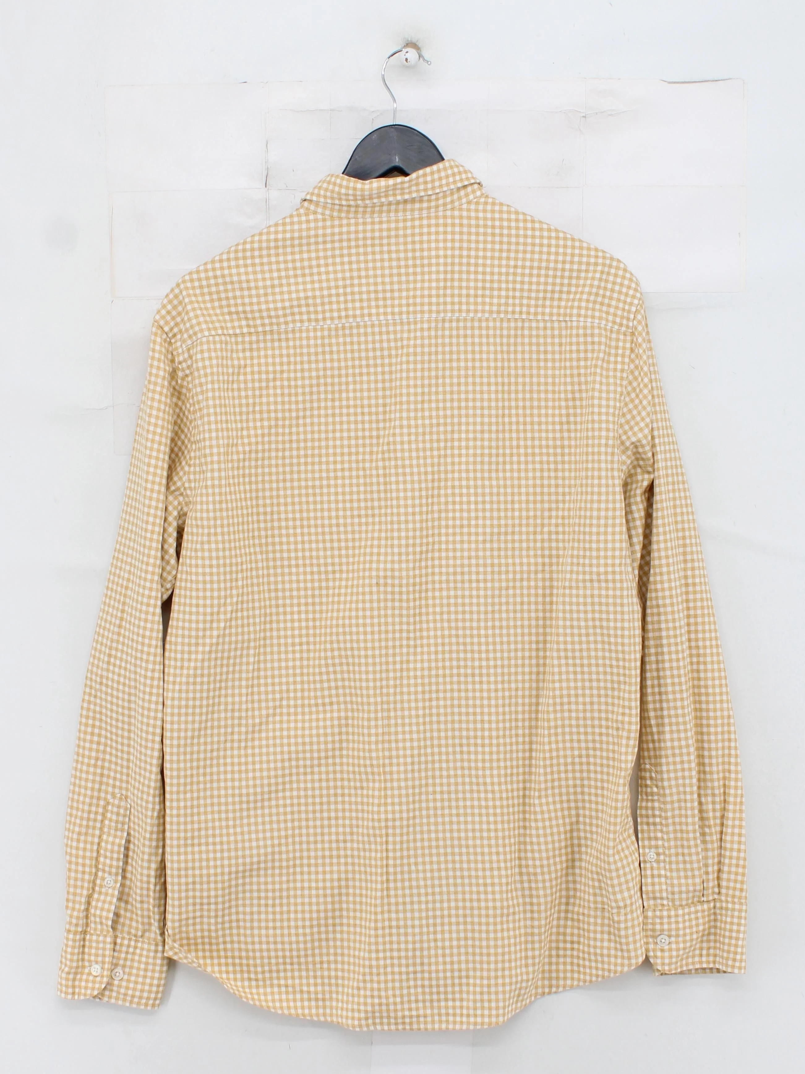 Massimo Dutti Men's Shirt XL Yellow Checkered 100% Cotton Basic - Image 2