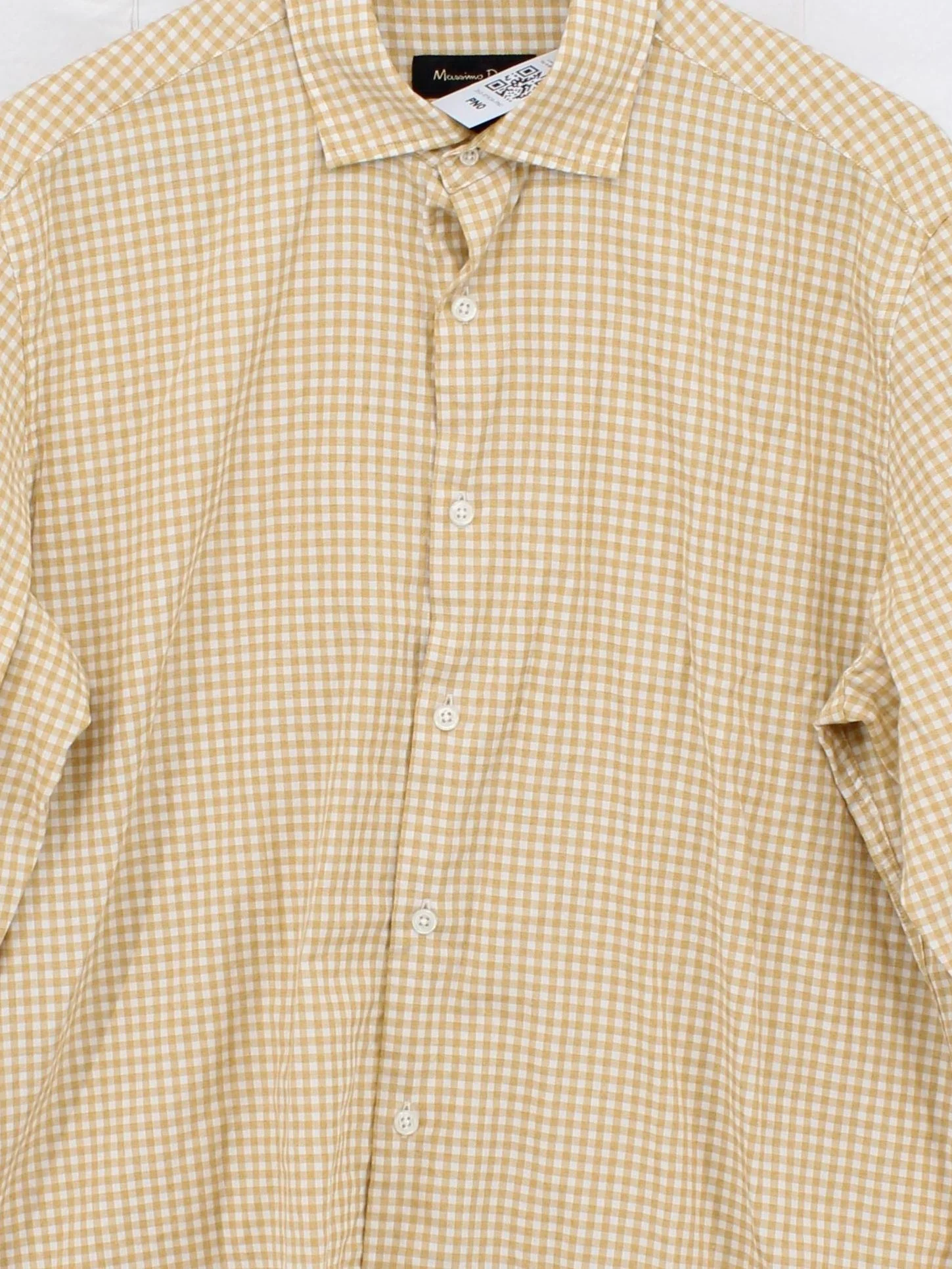 Massimo Dutti Men's Shirt XL Yellow Checkered 100% Cotton Basic - Image 3