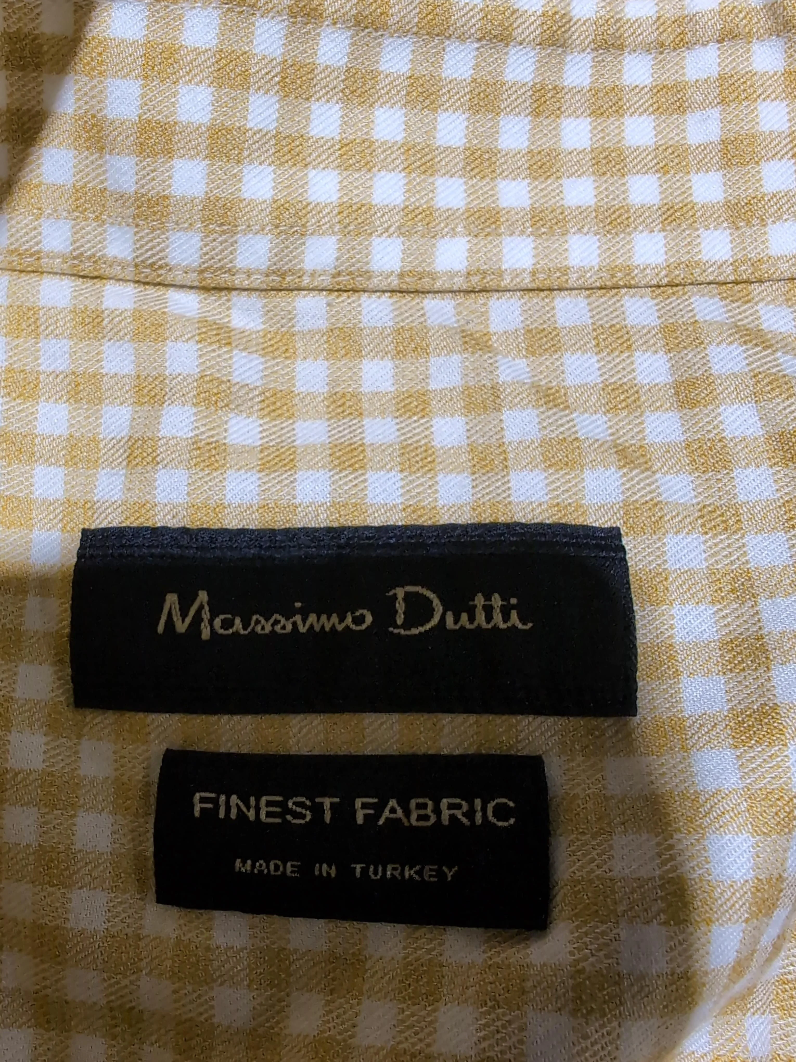 Massimo Dutti Men's Shirt XL Yellow Checkered 100% Cotton Basic - Image 5