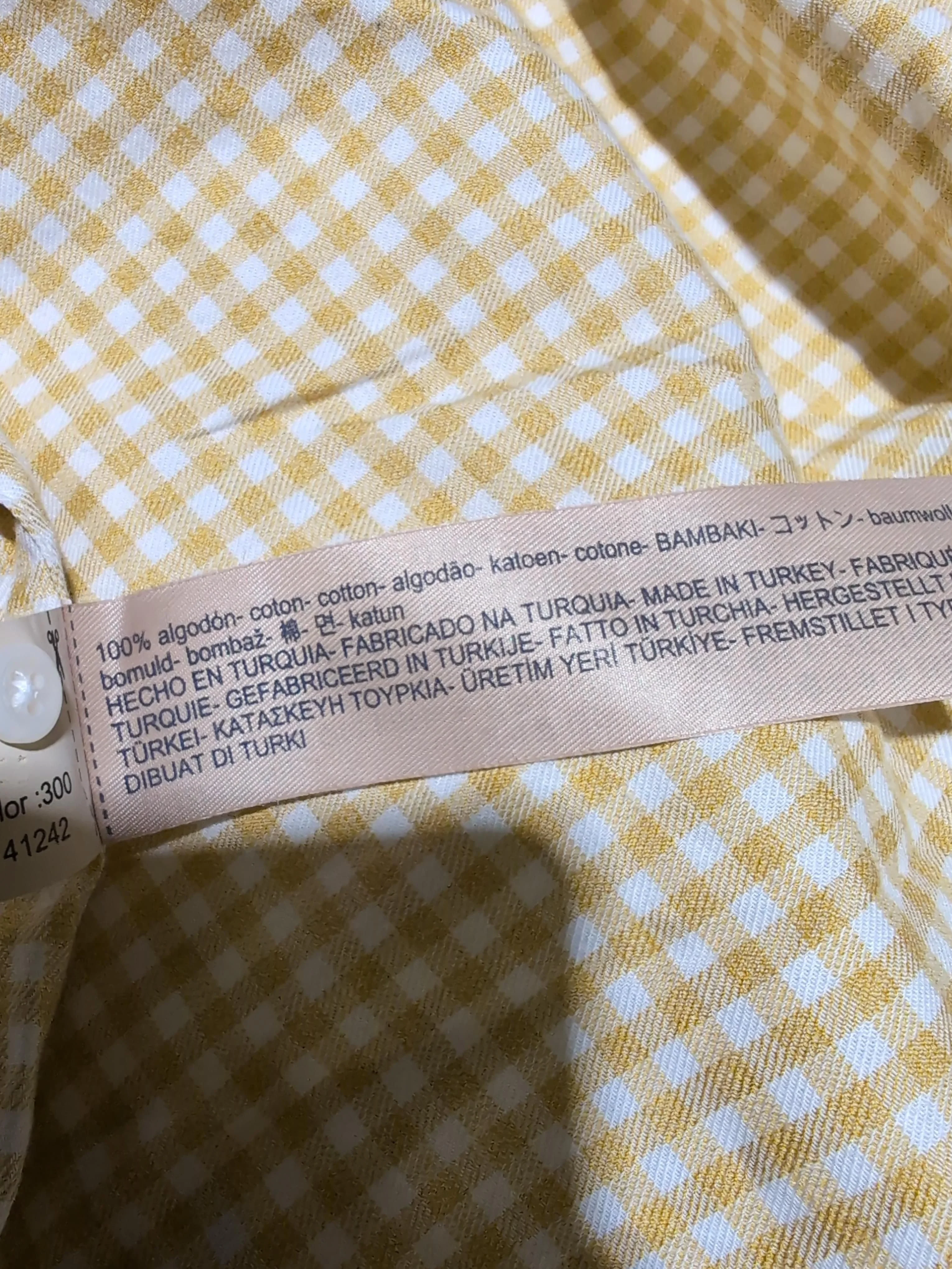 Massimo Dutti Men's Shirt XL Yellow Checkered 100% Cotton Basic - Image 6