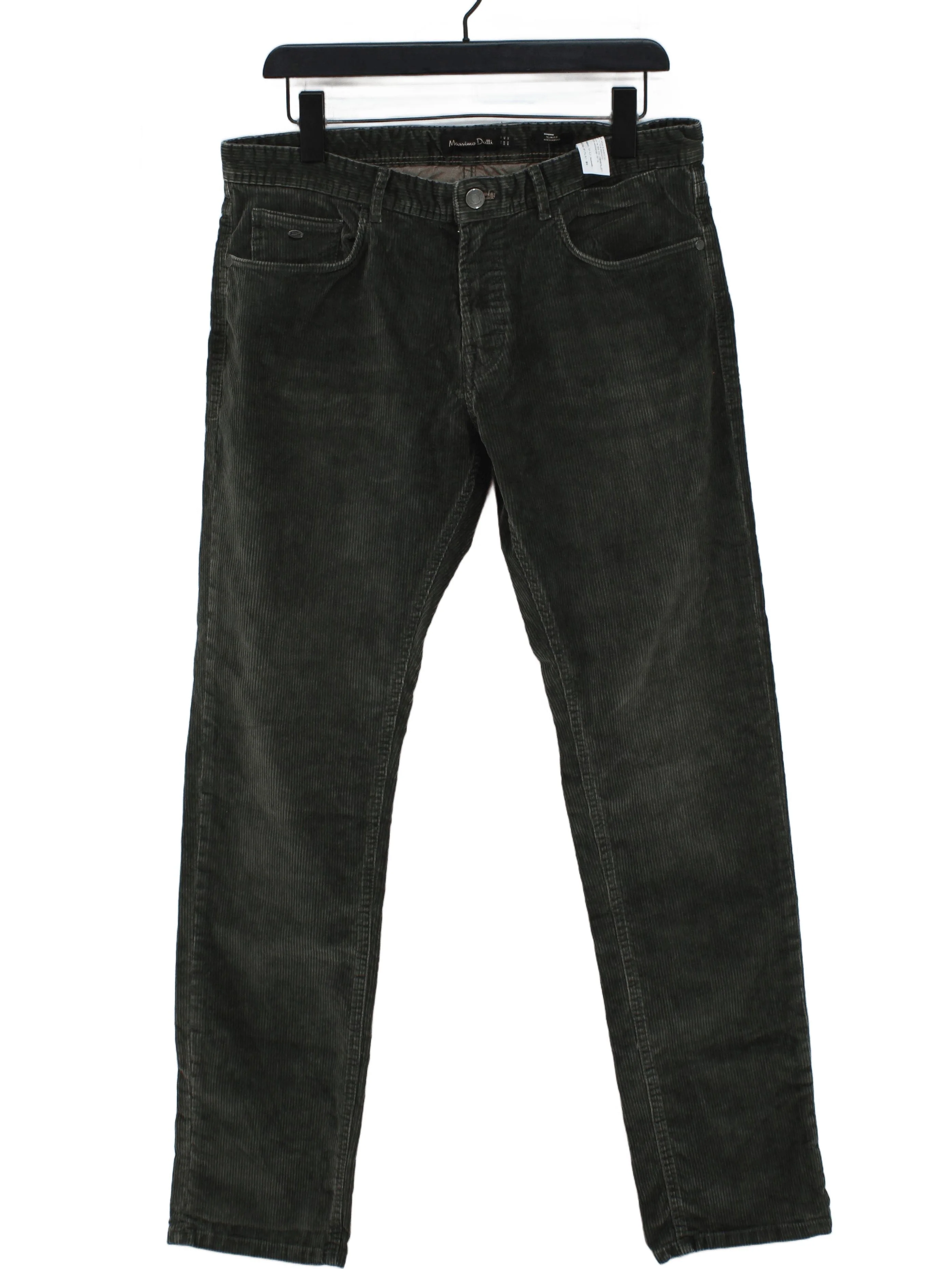 Massimo Dutti Men's Trousers W 32 in Green Cotton with Elastane Straight Chino