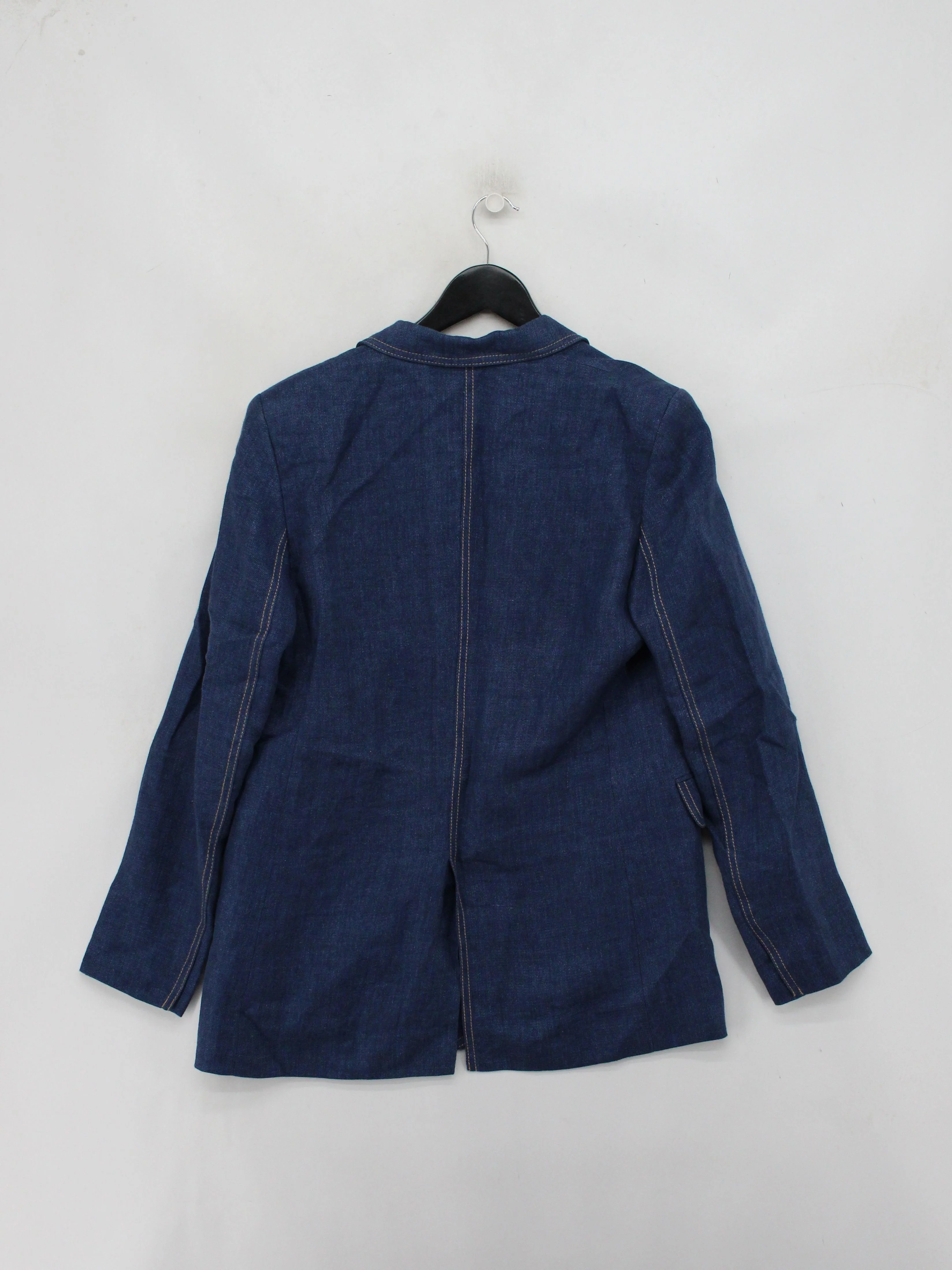 Massimo Dutti Women's Blazer UK 12 Blue Linen with Cotton Overcoat - Image 2