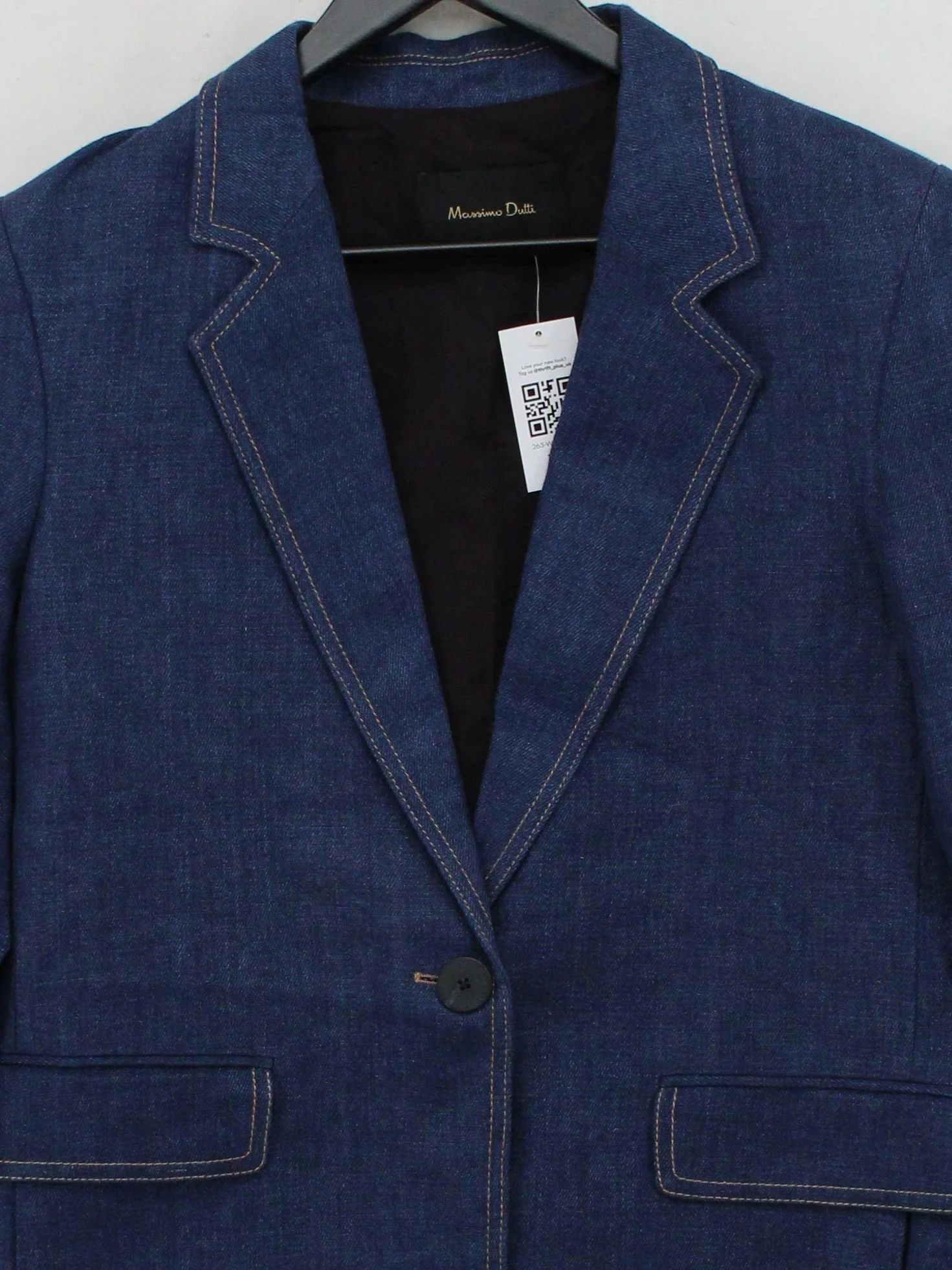 Massimo Dutti Women's Blazer UK 12 Blue Linen with Cotton Overcoat - Image 3