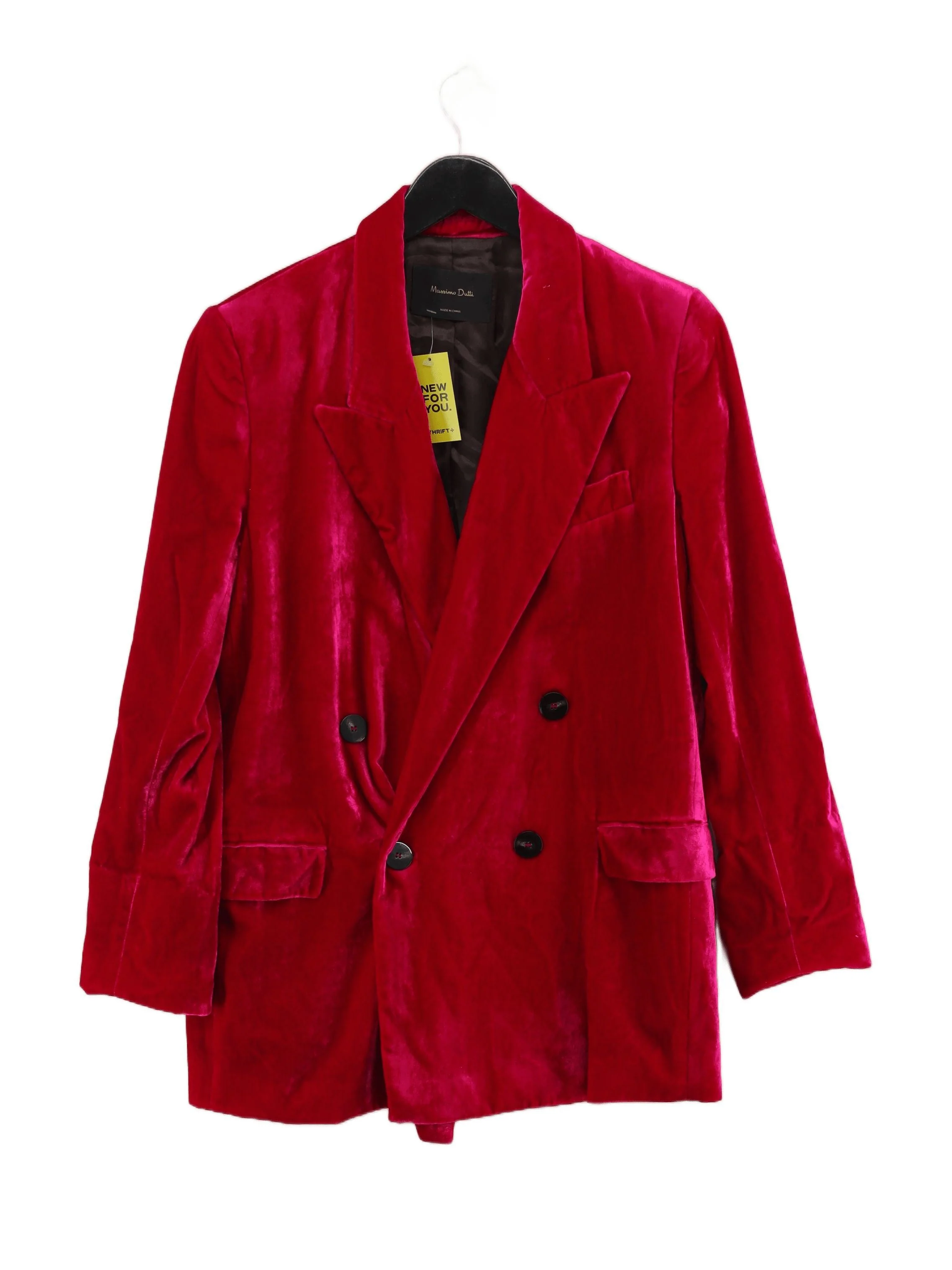 Massimo Dutti Women's Blazer UK 12 Red 100% Other Overcoat