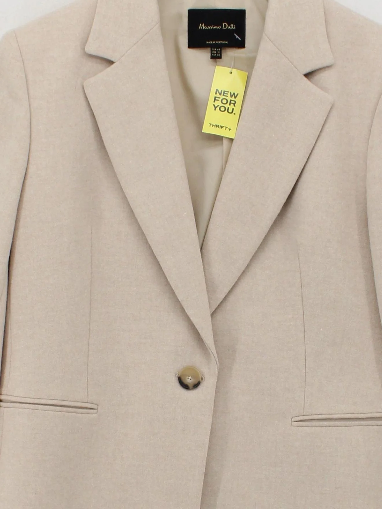 Massimo Dutti Women's Blazer UK 16 Cream Wool with Polyamide Overcoat - Image 3