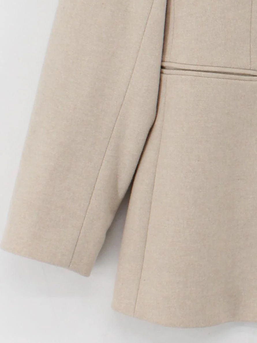 Massimo Dutti Women's Blazer UK 16 Cream Wool with Polyamide Overcoat - Image 4