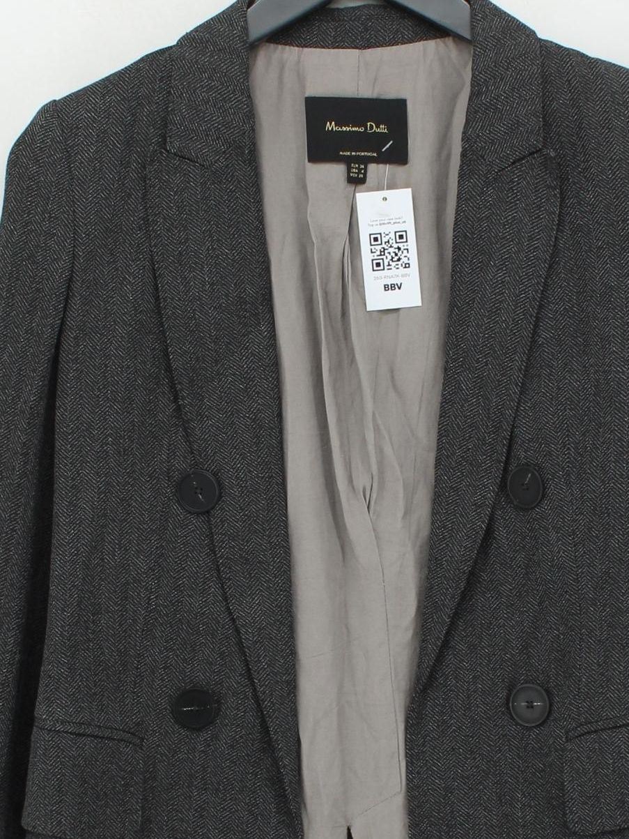 Massimo Dutti Women's Blazer UK 8 Grey Wool with Viscose Overcoat - Image 3