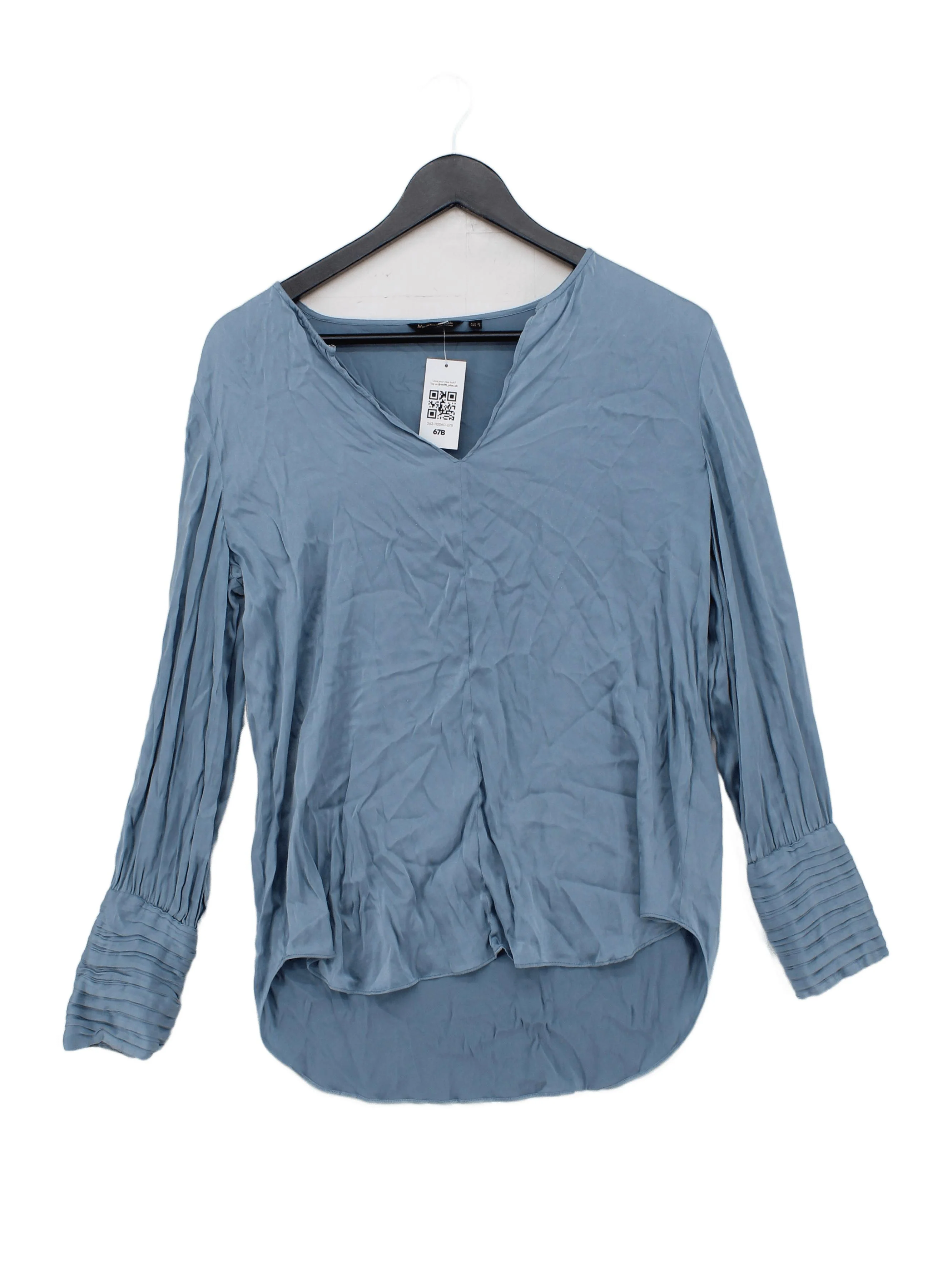Massimo Dutti Women's Blouse UK 12 Blue Silk with Elastane Basic