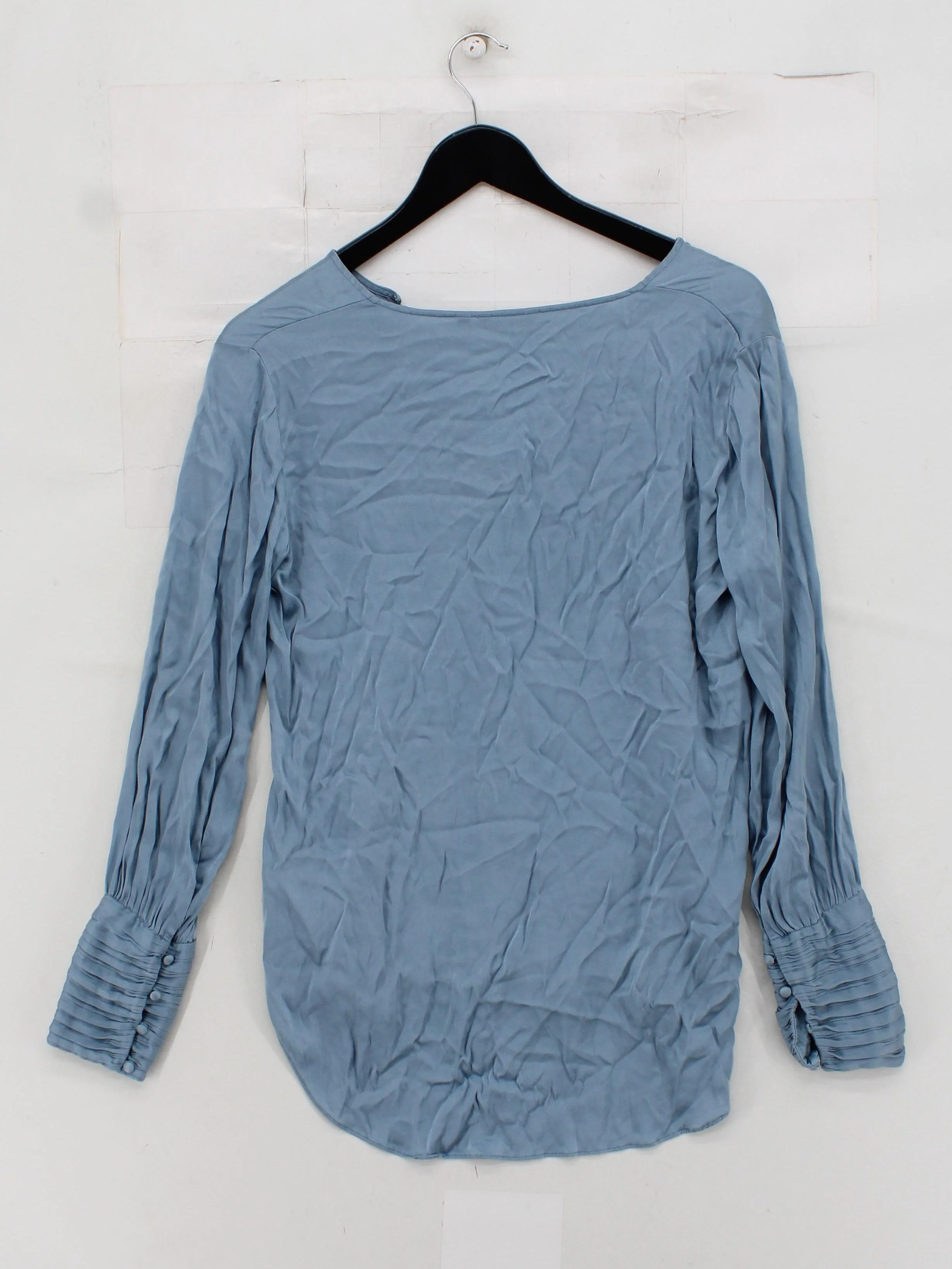 Massimo Dutti Women's Blouse UK 12 Blue Silk with Elastane Basic - Image 2