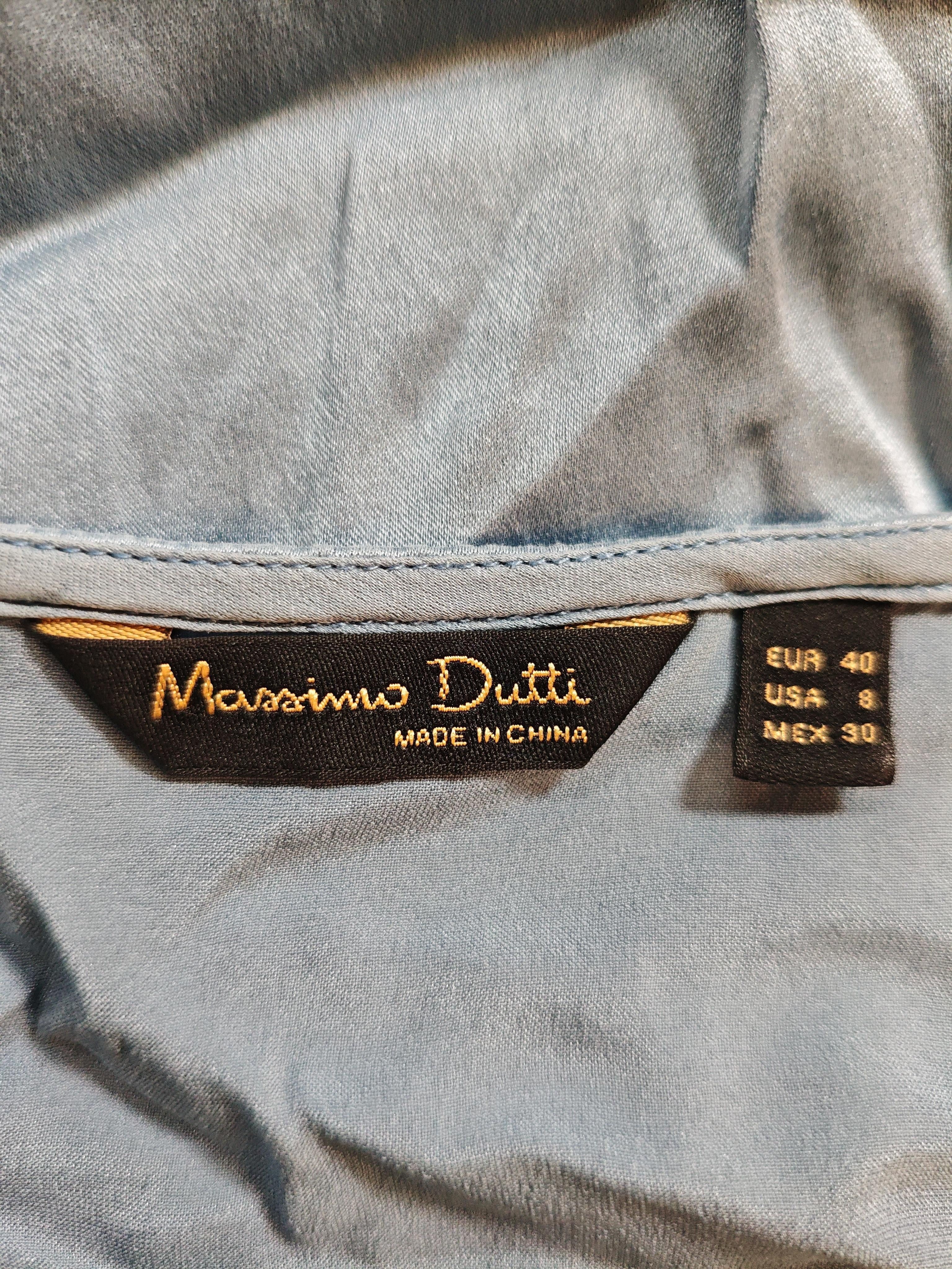 Massimo Dutti Women's Blouse UK 12 Blue Silk with Elastane Basic - Image 6