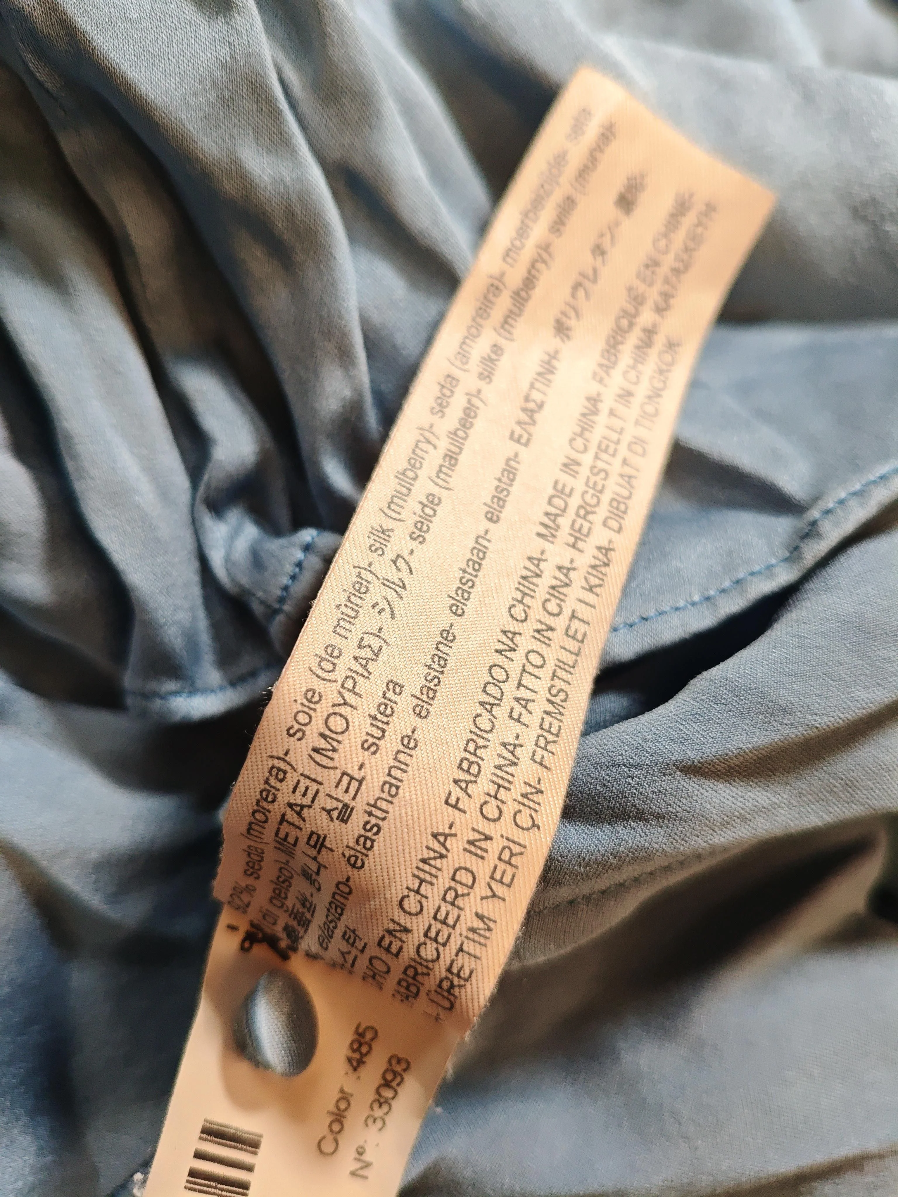Massimo Dutti Women's Blouse UK 12 Blue Silk with Elastane Basic - Image 7