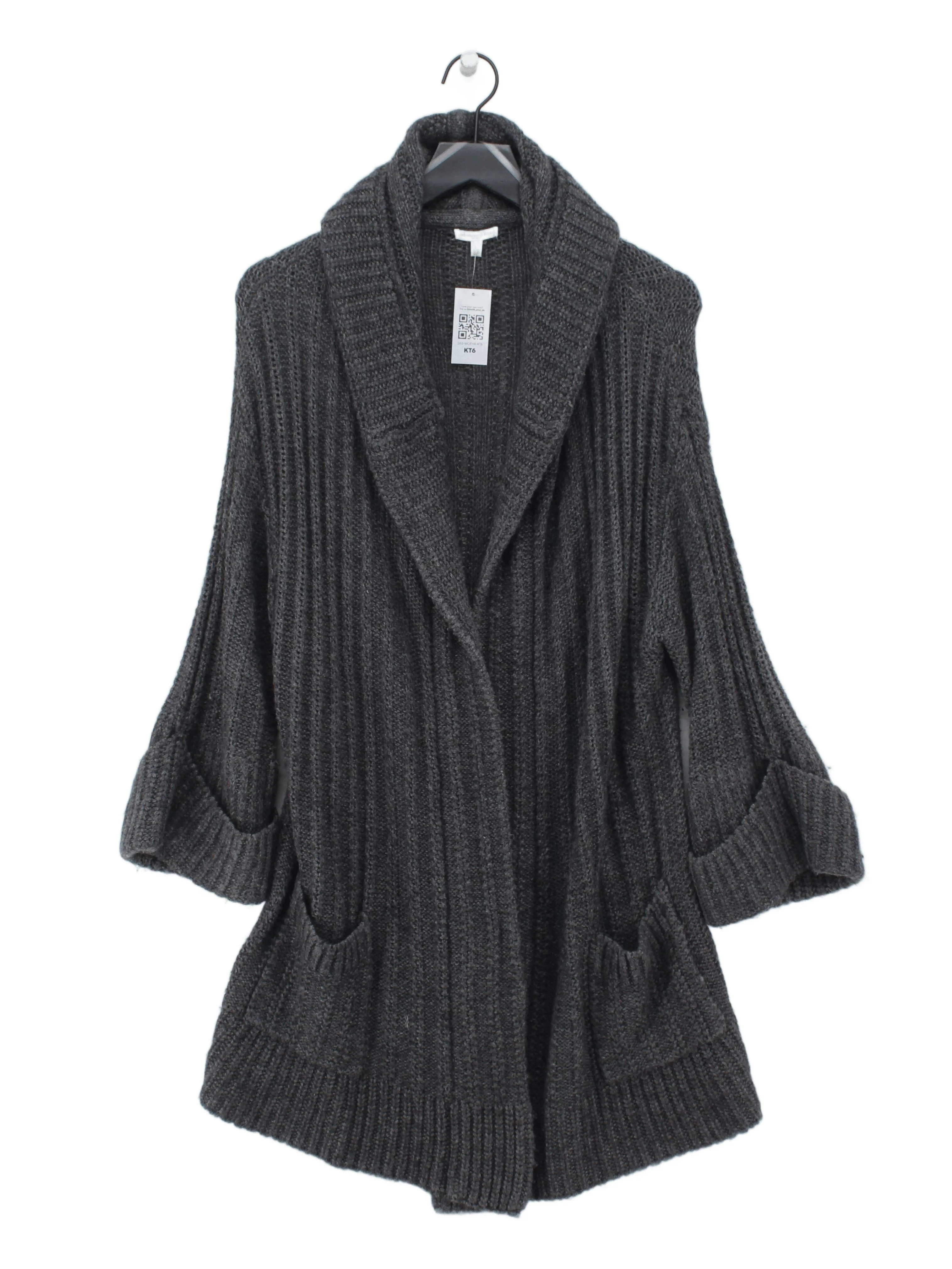 Massimo Dutti Women's Cardigan L Grey Acrylic with Wool, Cashmere Cardigan