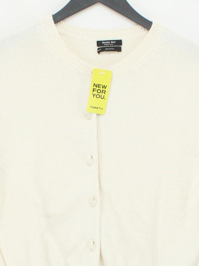 Massimo Dutti Women's Cardigan M Cream 100% Cotton Round Neck Cardigan - Image 3