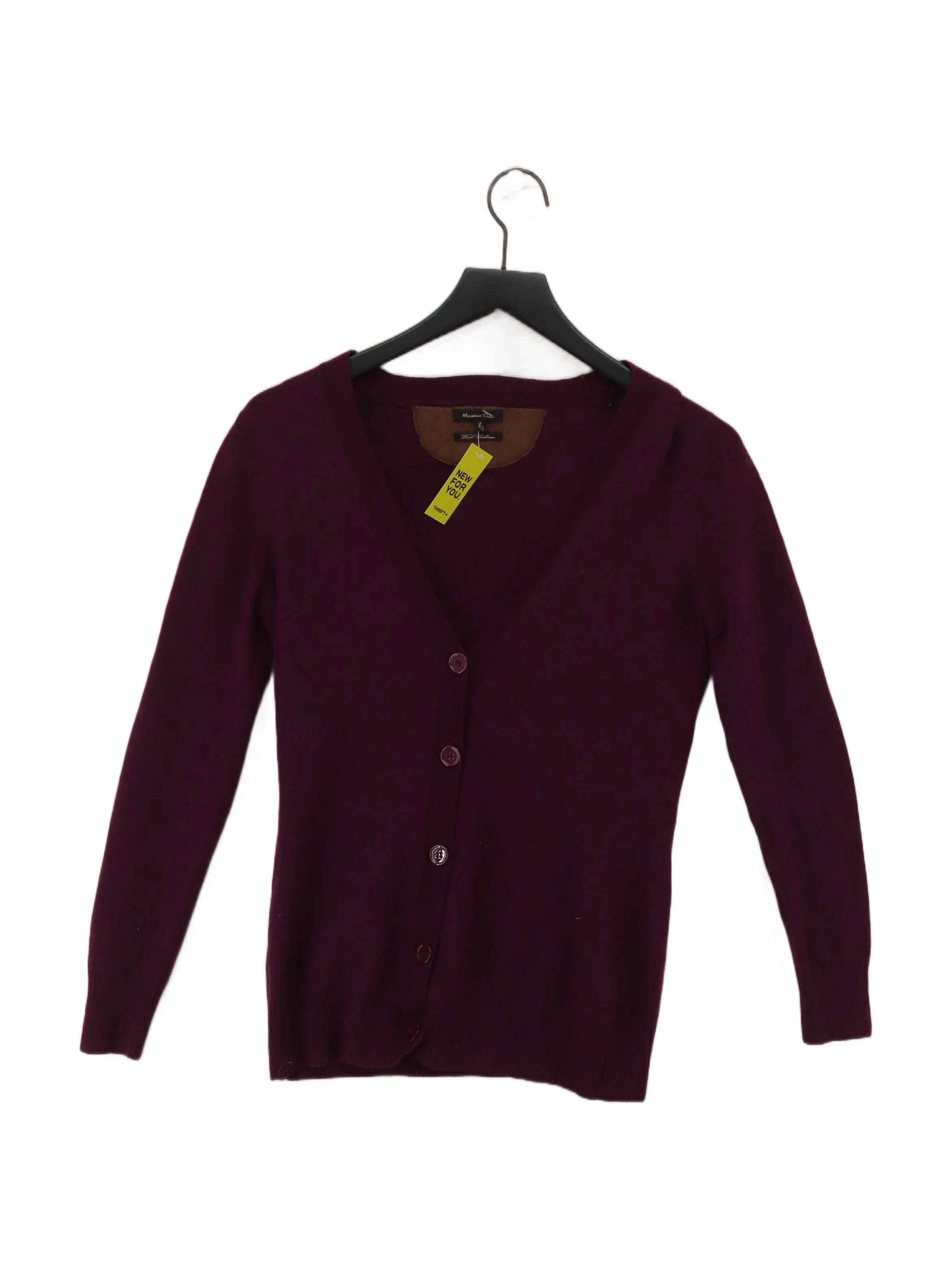 Massimo Dutti Women's Cardigan M Purple Wool with Cashmere V-Neck Cardigan