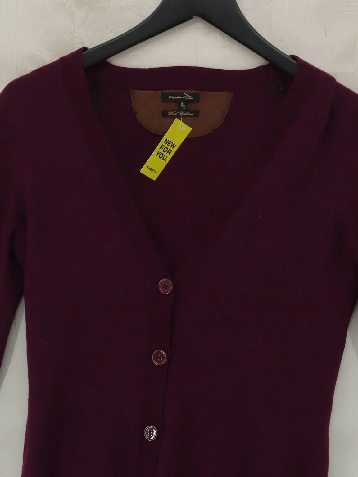 Massimo Dutti Women's Cardigan M Purple Wool with Cashmere V-Neck Cardigan - Image 3