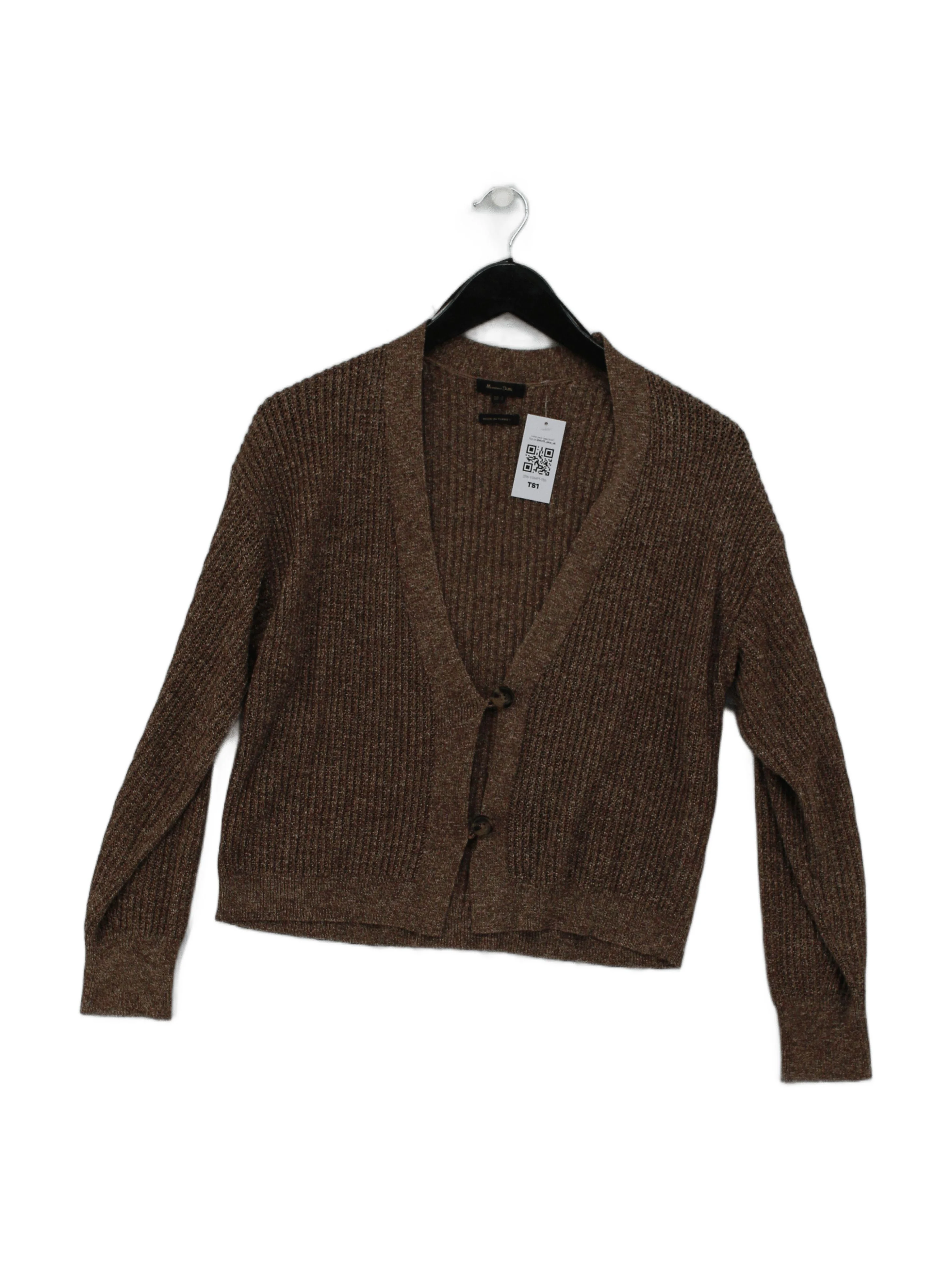 Massimo Dutti Women's Cardigan S Brown 100% Other V-Neck Cardigan