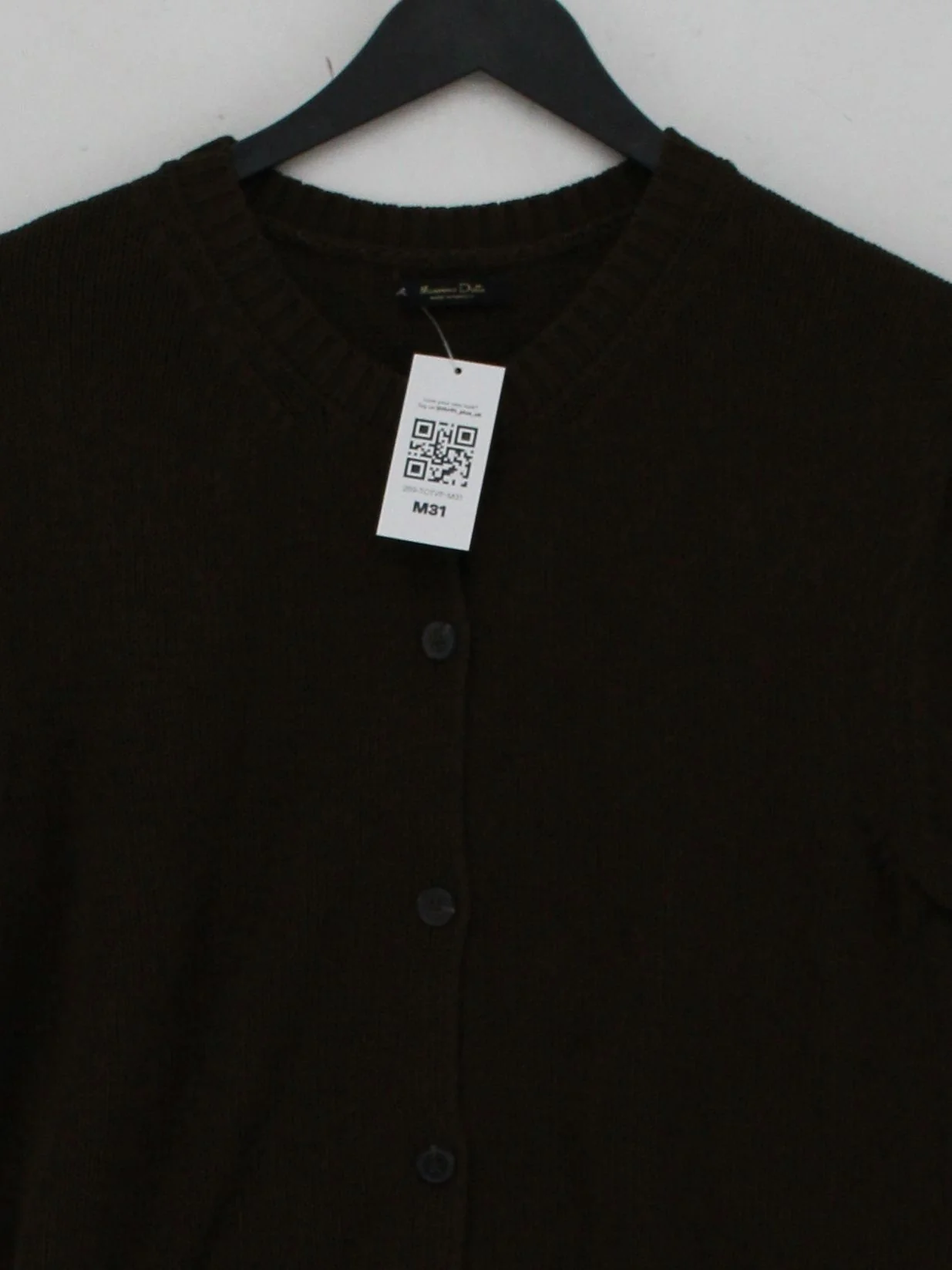 Massimo Dutti Women's Cardigan S Green Cotton with Polyamide Round Neck Cardigan - Image 3